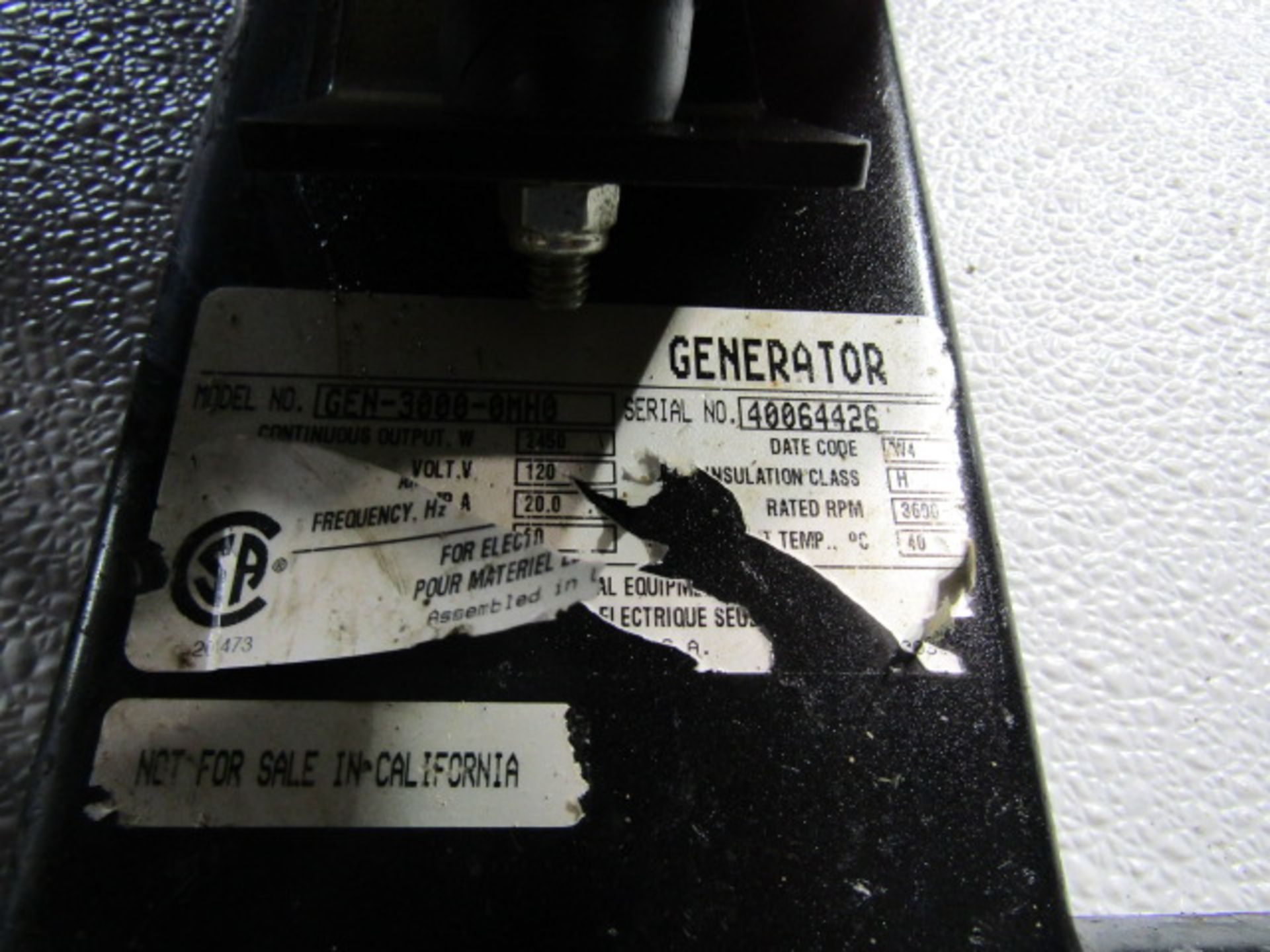 Mi-T-M Generator, Model # GEN-3000-0MH0, Serial # 40064426, 120 Volt, 2450 Continuous Output. - Image 3 of 4