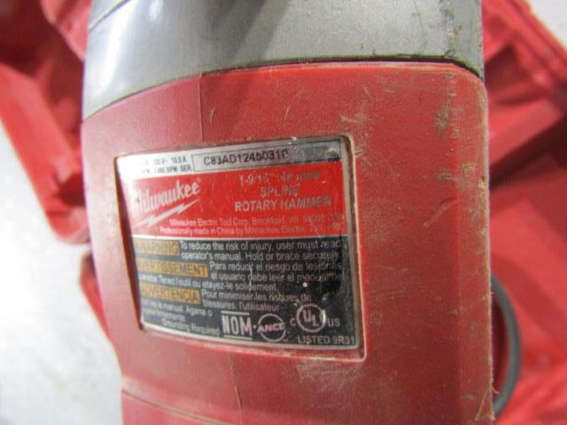 Milwaukee Spline 1 9/16" Rotary Hammer Drill, Serial # C83AD12450310, 120 Volt, Located in - Image 2 of 2