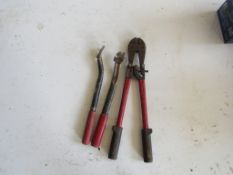 (1) Bolt Cutters, (2) Pry Bars