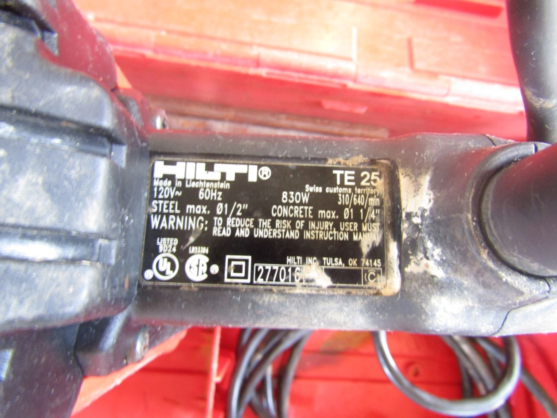 Hilti TE25 Hammer Drill Serial #277016 - Image 2 of 3