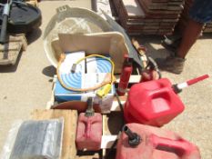 Pallet Misc. Water Stop, Extension Cords, Gas Cans Fire Extinguishers