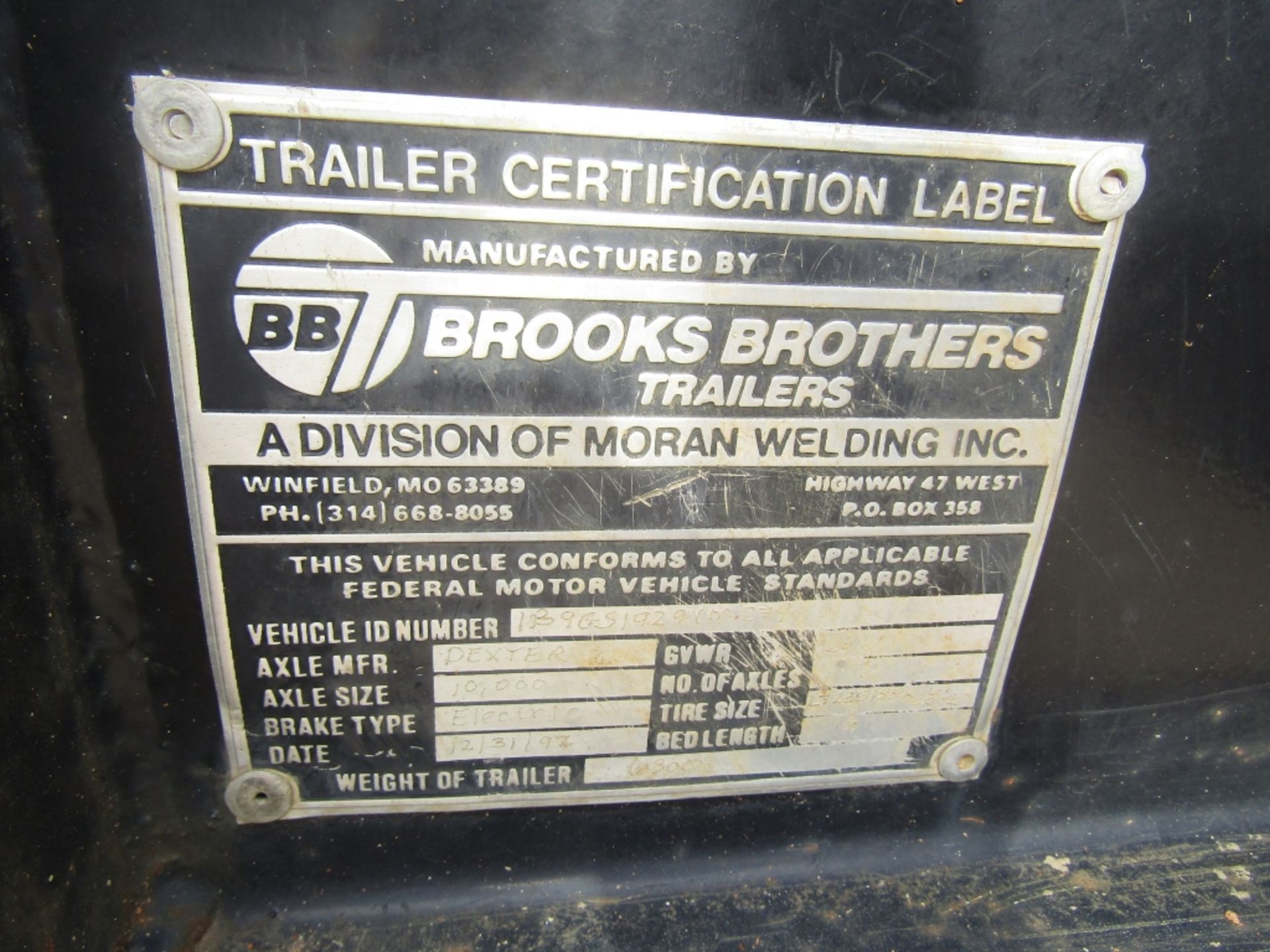 1997 Brooks Brothers Gooseneck Trailer VIN#1B9GS1929VM27411, 8'x19' Steel Deck, 20,000# Axle Size - Image 3 of 8