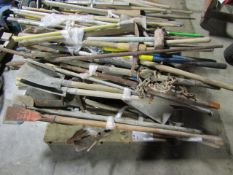 Pallet, Shovels, Pick Ax,, Handles, Post Hole Digger, etc. Located in Mt. Pleasant, IA