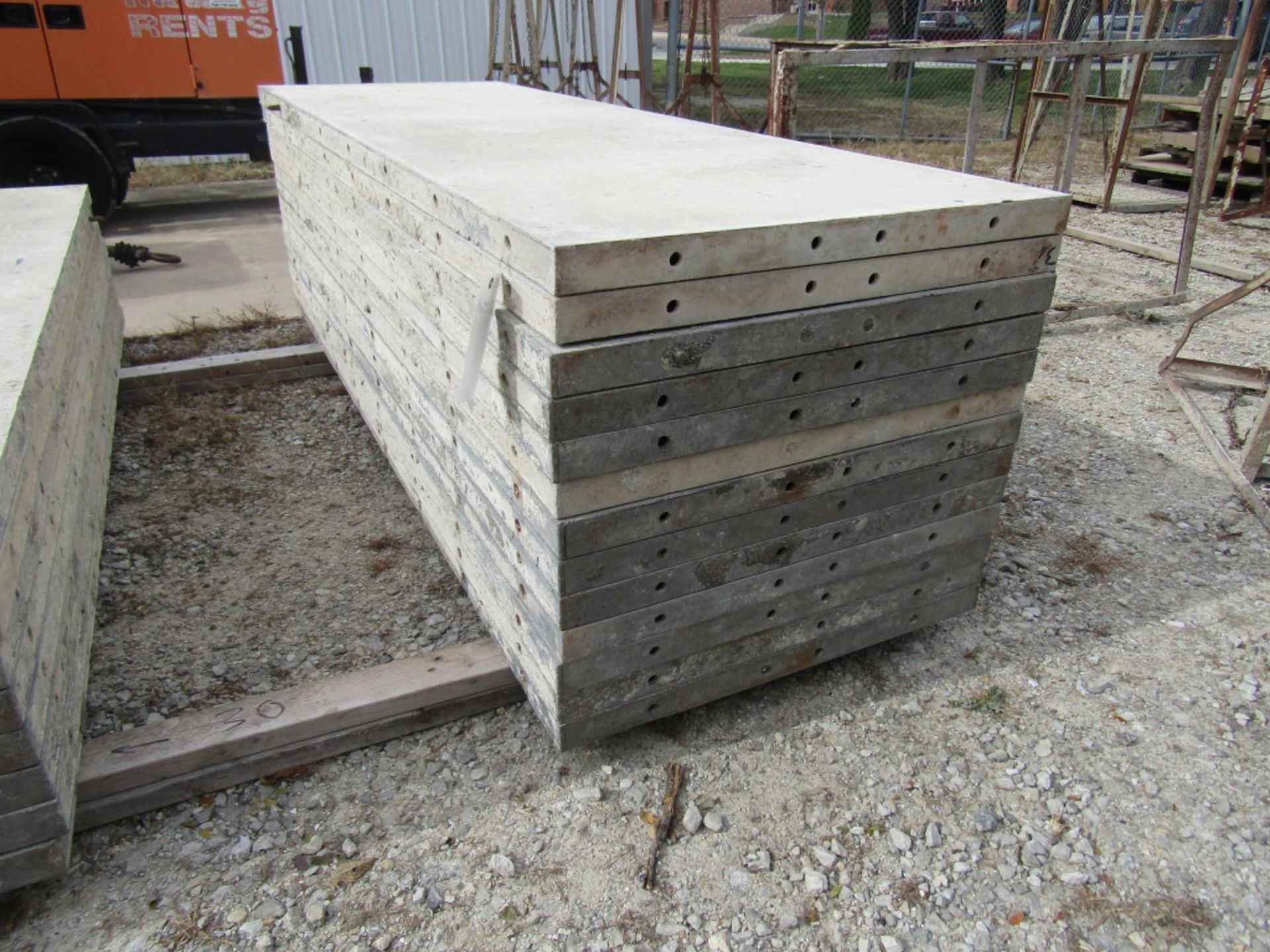 (13) 32" x 8' Durand Concrete Forms, Smooth 6-12 Hole Pattern, Attached Hardware, Located in Mt.