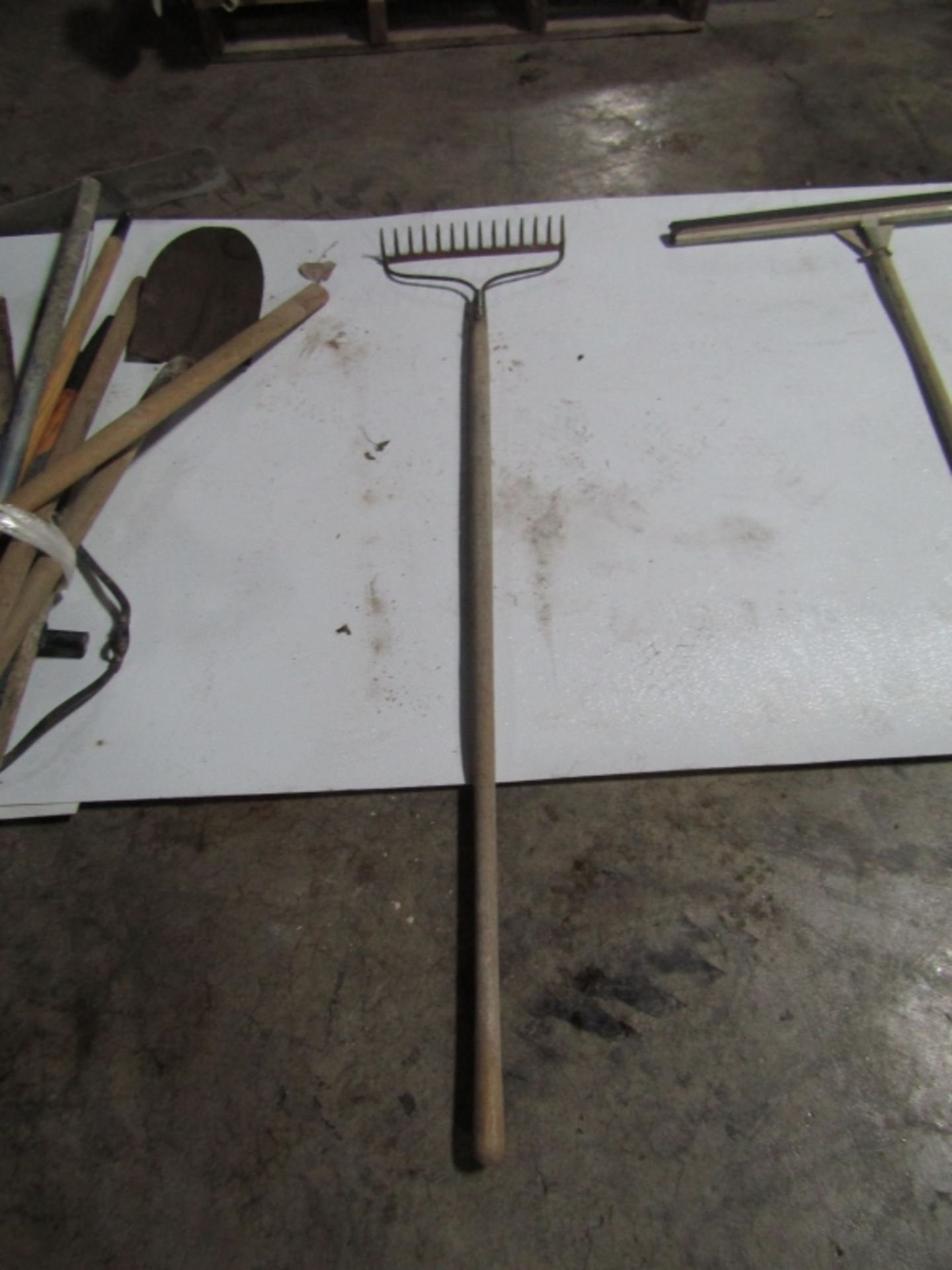 Pallet of Shovels, Rack, Squeege, Handles, Broom Heads, etc. Located in Mt. Pleasant, IA - Image 4 of 7