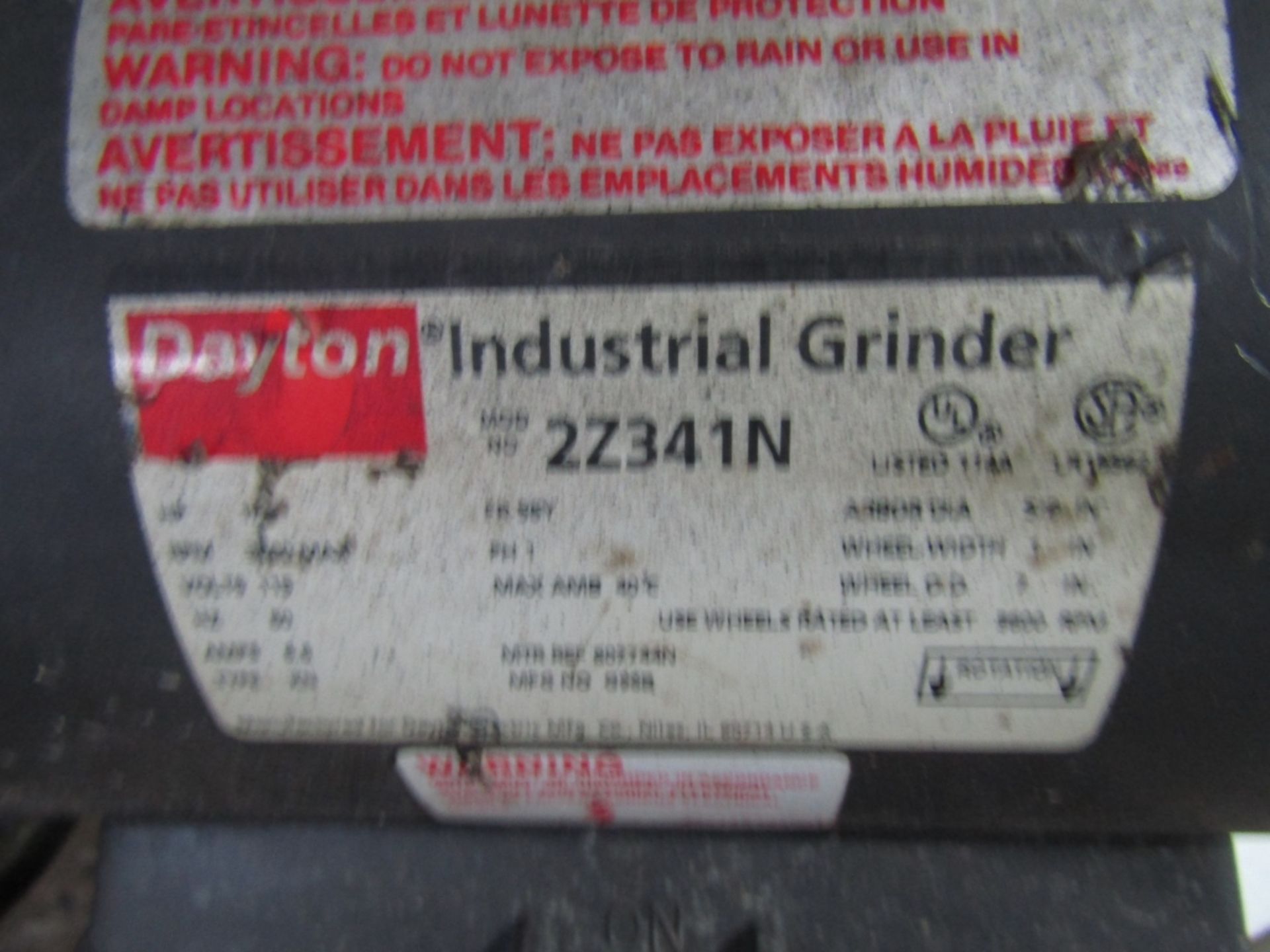 Dayton Indstrial Grinder, Model #2Z341N, Located in Mt. Pleasant, IA - Image 3 of 3