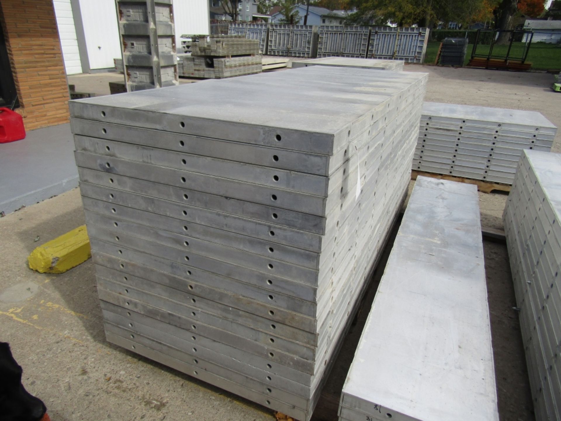 (18) 36" x 8' New Durand Concrete Forms, Smooth 6-12 Hole Pattern, Attached Hardware, Located in Mt.