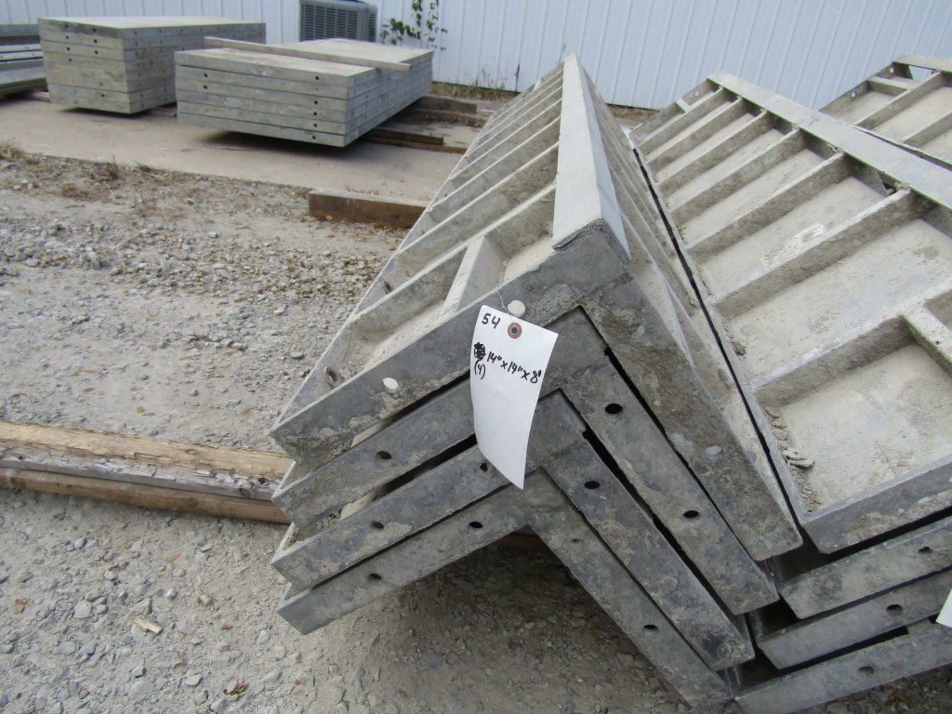 (4) 14" x 14" x 8' Durand Concrete Forms Corners, Smooth 6-12 Hole Pattern, Located in Mt. Pleasant,