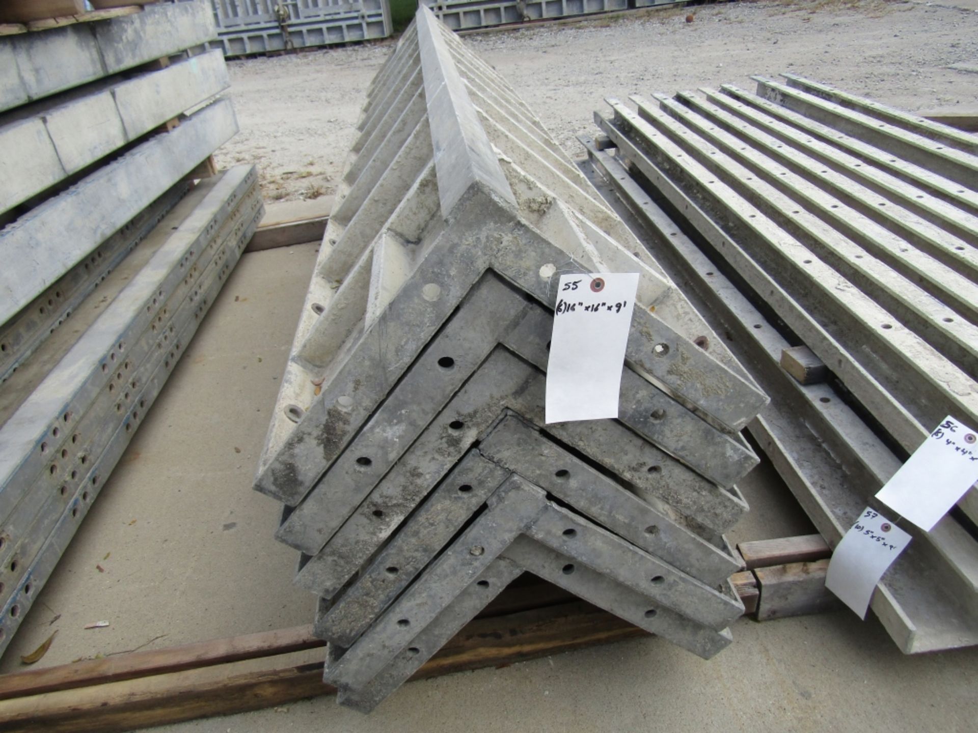 (6) 14" x 14" x 9' Durand Concrete Forms Corners, Smooth 6-12 Hole Pattern, Located in Mt. Pleasant,