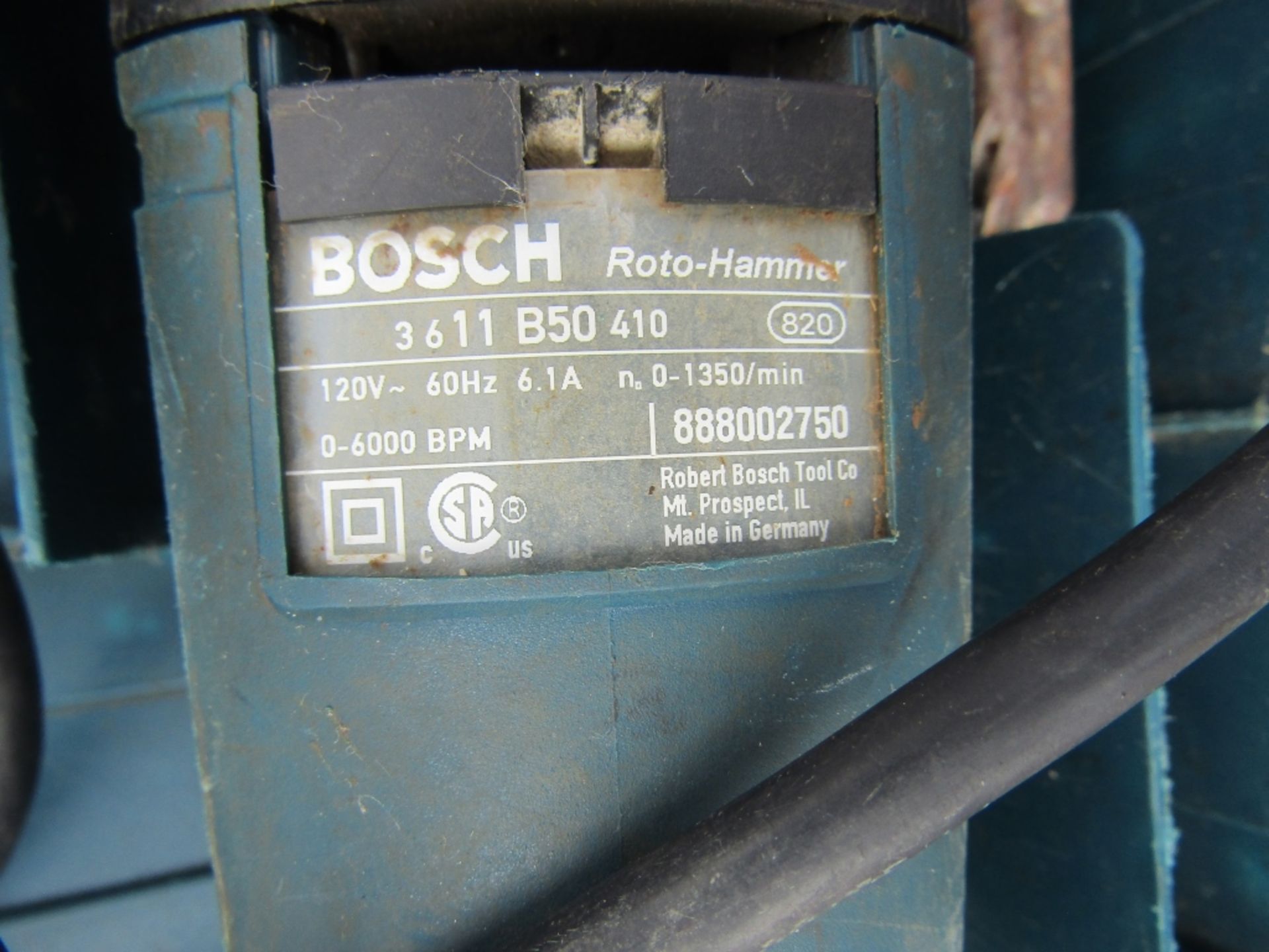 Bosch Bulldog Roto Hammer Drill, Serial #888002750, 120 Volt, - Image 2 of 2