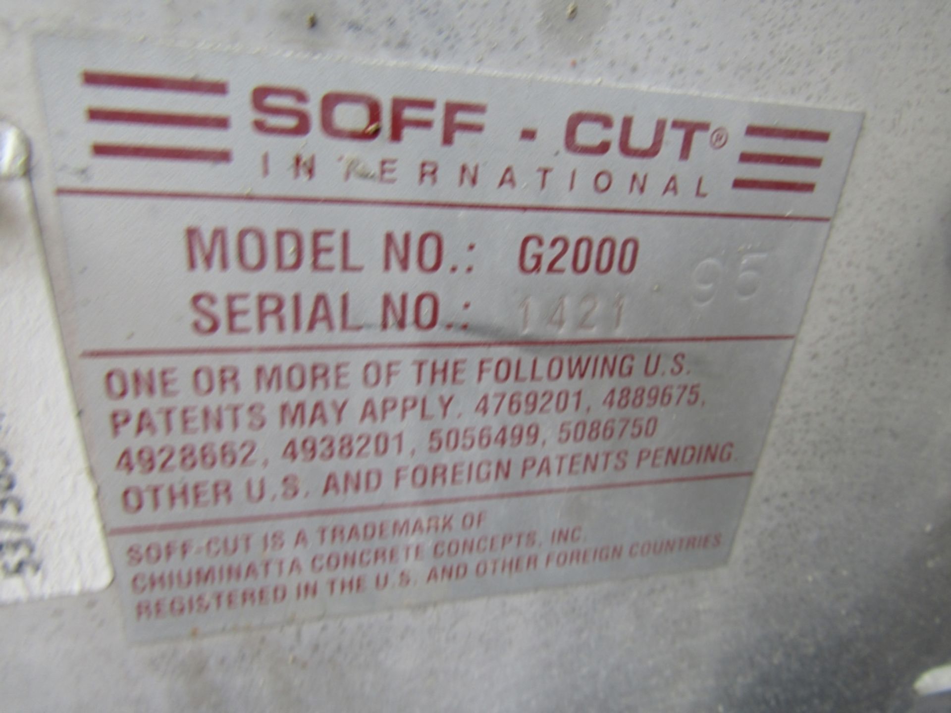 Soff-Cutt G-2000 Walk Behind Concrete Saw, Model G2000, 882 Hours, Serial #1421, - Image 4 of 7