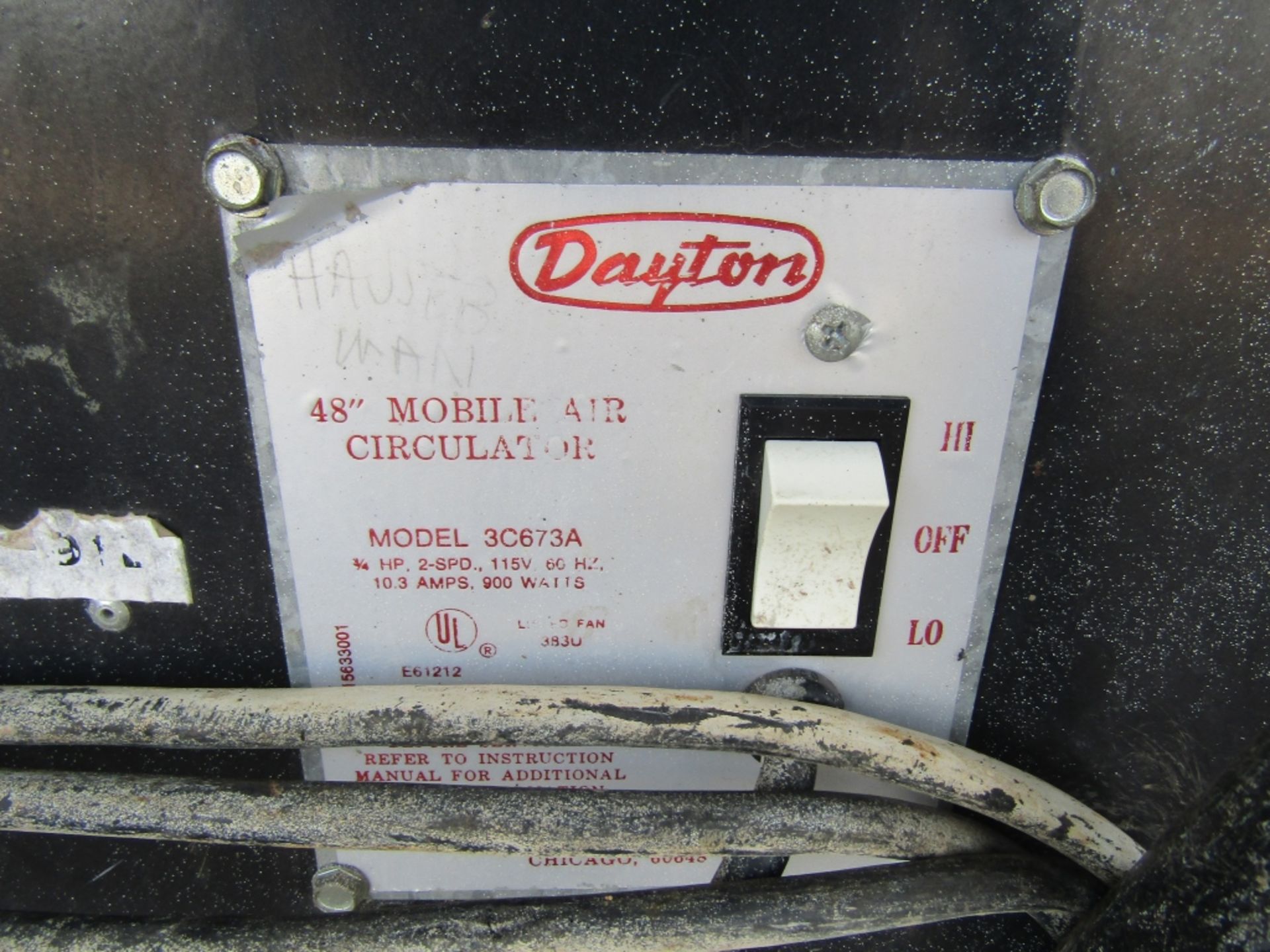 4' Dayton Mobile Air Circulator, Model 3C673A, 115 Volt, - Image 3 of 3