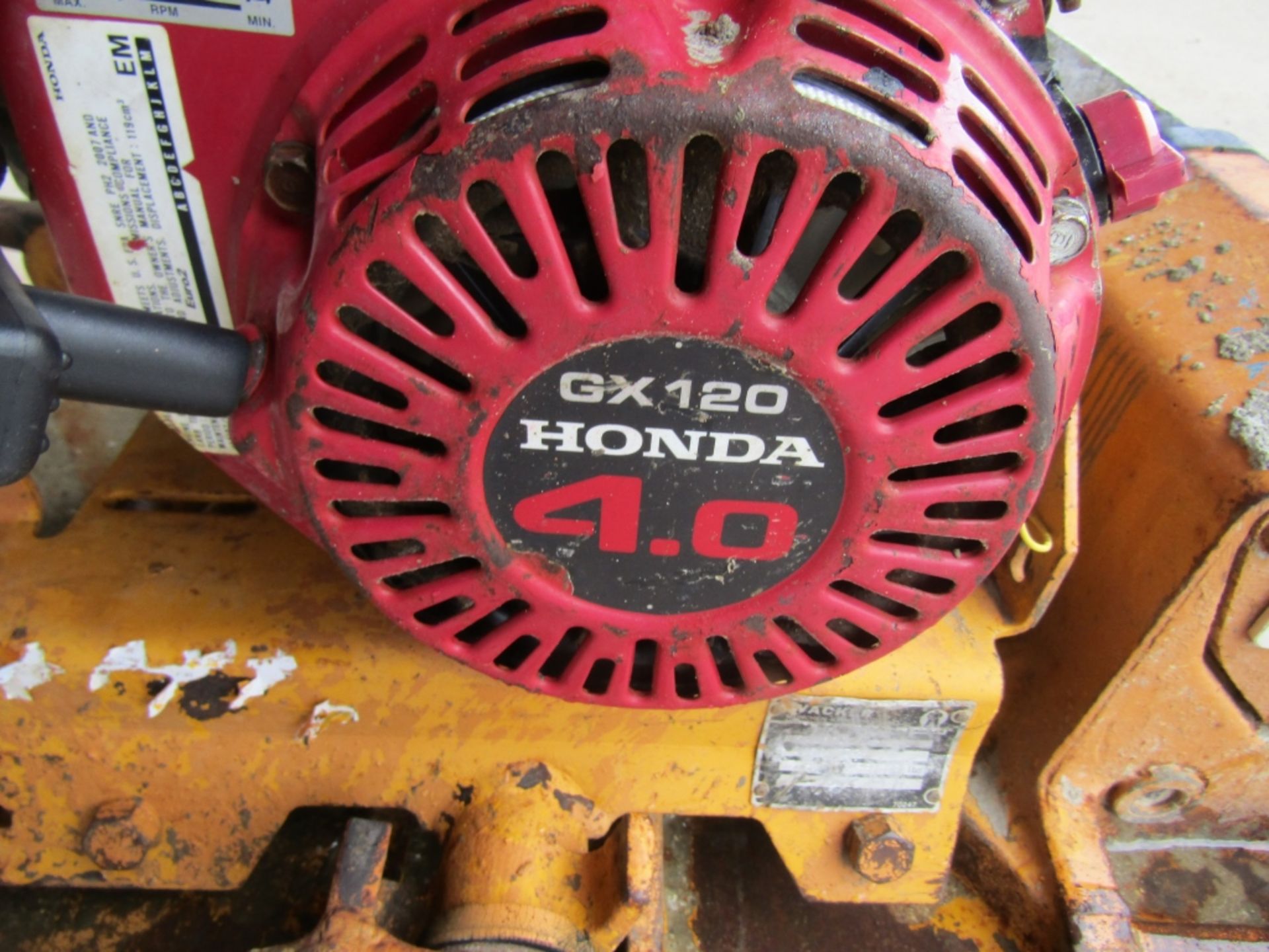 Wacker Plate Compactor, Model VPA1350W, Serial #622501272, GX120 Honda Motor, - Image 5 of 5