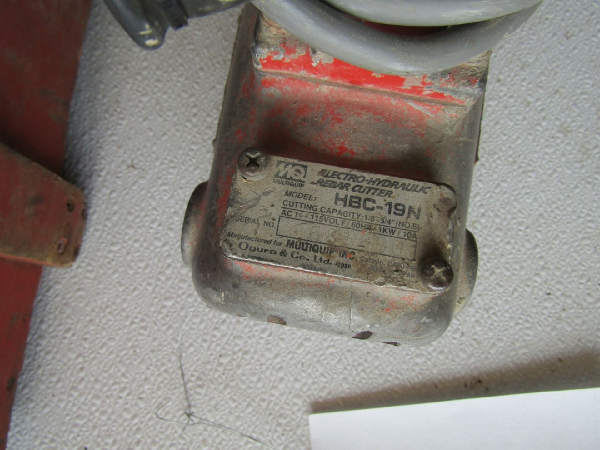 Multiquip Rebar Cutter HBC-19N, Electro-Hydraulic, Serial #681880, - Image 3 of 3