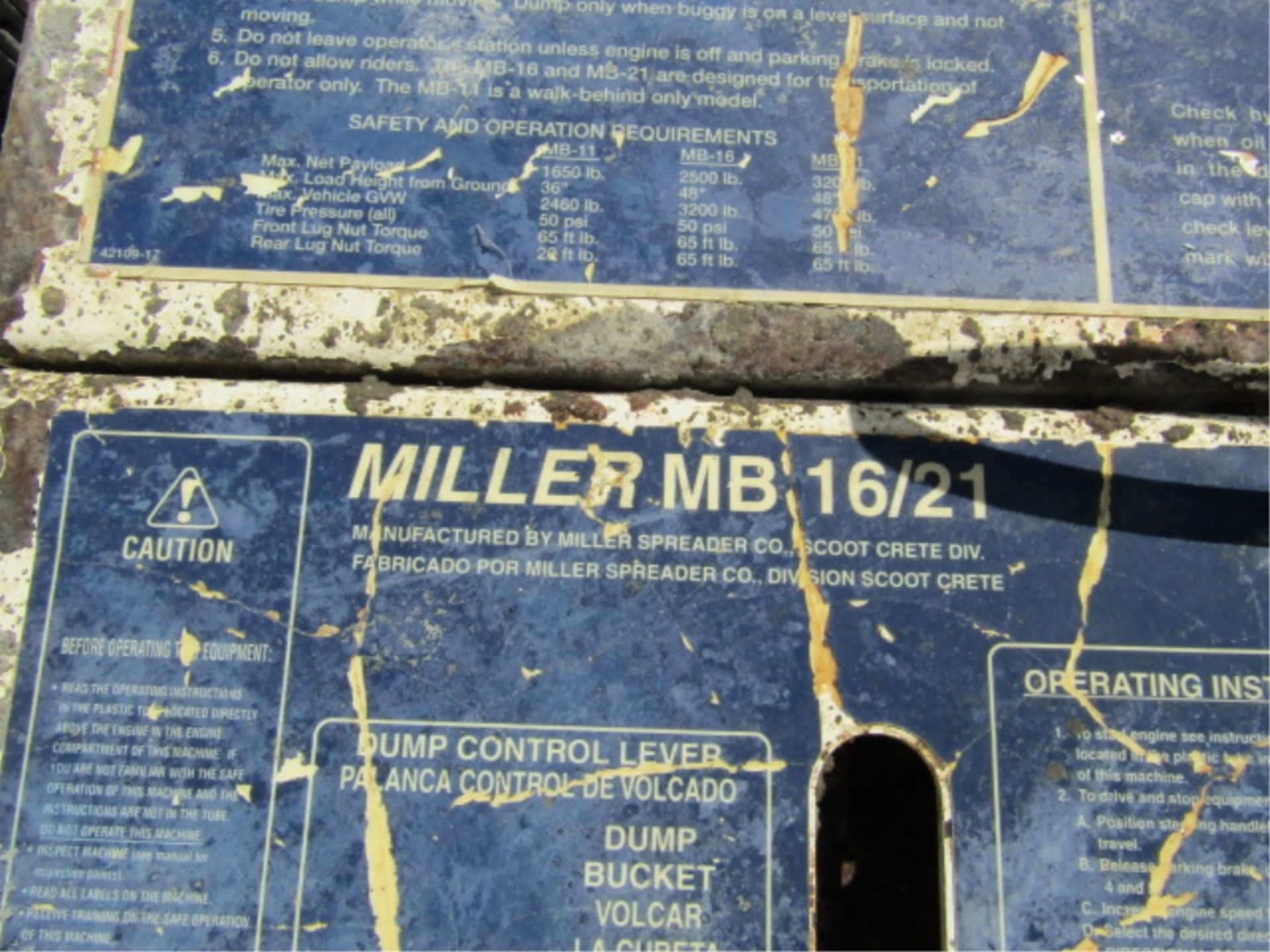 Miller Scoot-Crete Concrete Buggy, Model MB 16/21, GX390 Honda 13 hp Motor,, - Image 5 of 5