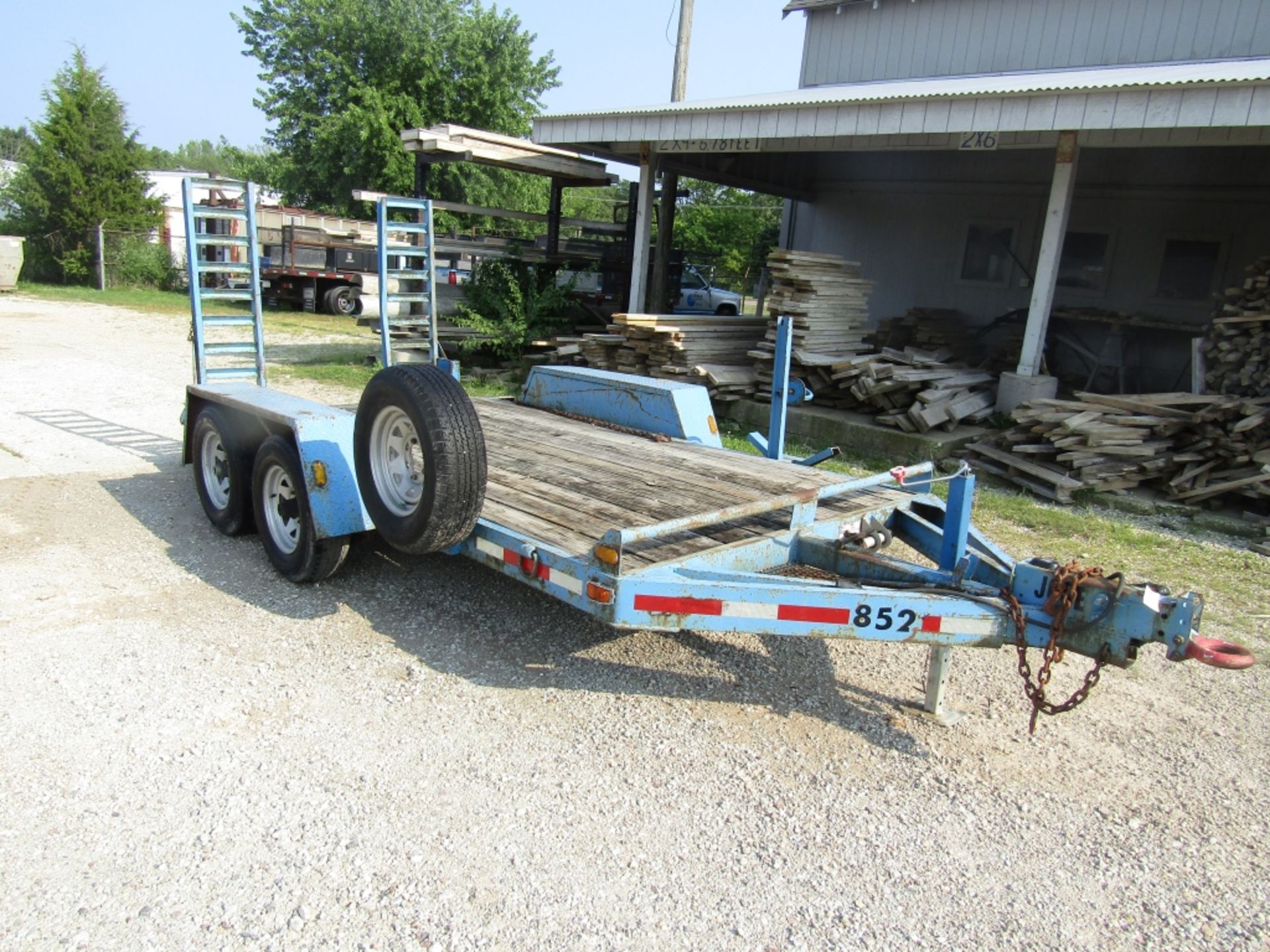 1999 Mobile Mfg. Tandem Axle Trailer, VIN # 1M9FA1428X1319852, Ramps 14'4" x 6' 6", Wood Deck,