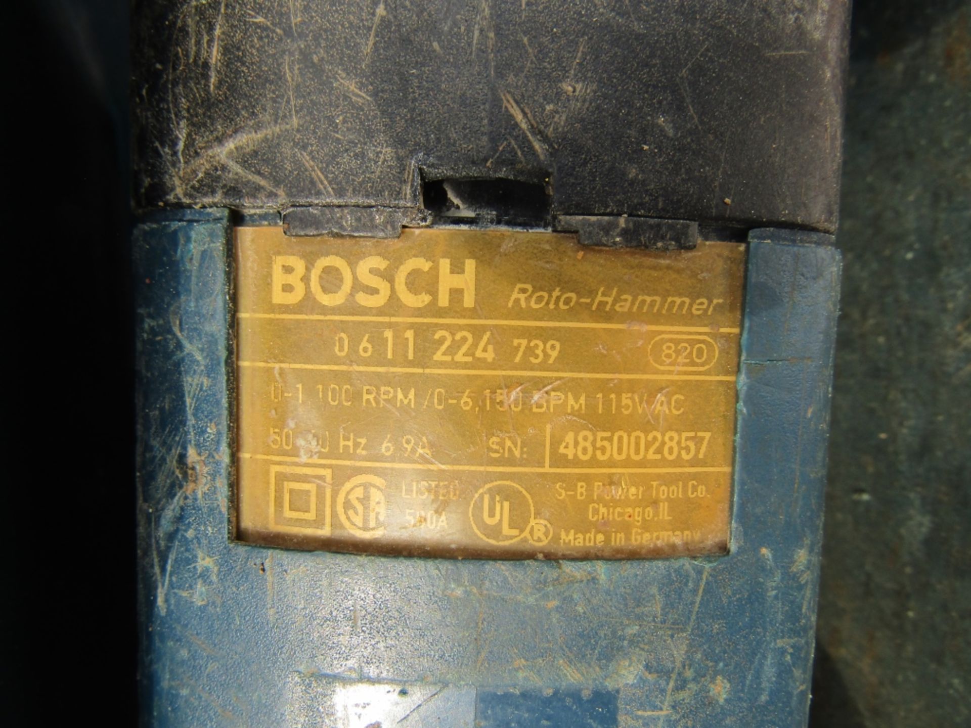 Bosch Bulldog Roto Hammer Drill, Serial #485002857, 120 Volt, - Image 2 of 2