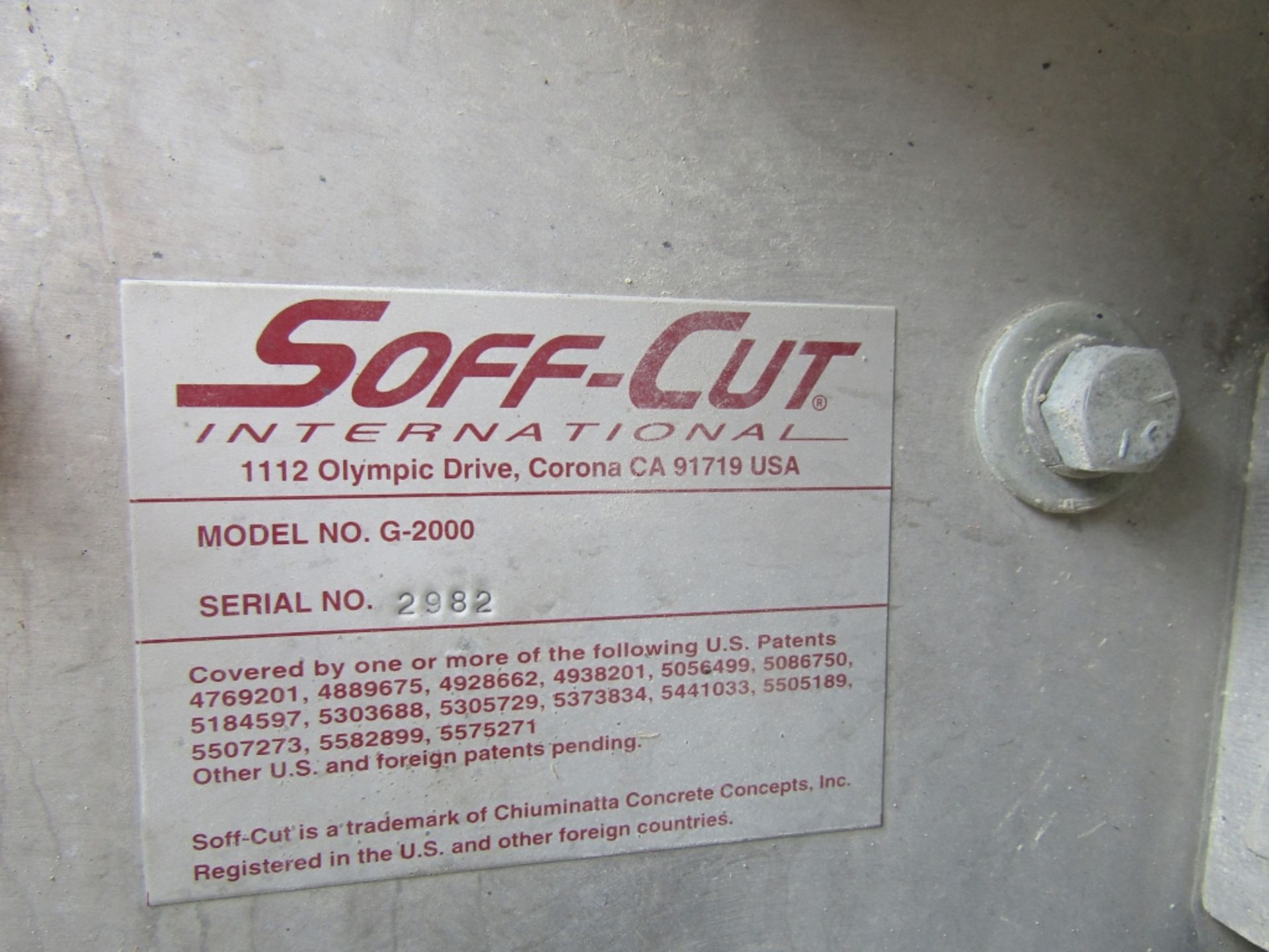 Soff-Cutt G-2000 Walk Behind Concrete Saw, Model G2000, 411 Hours, Serial #2982, - Image 4 of 7