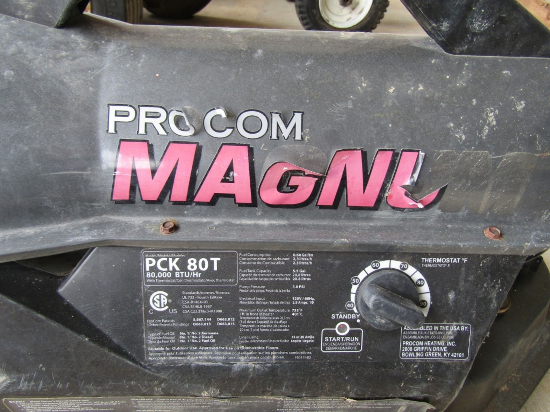 ProCom Magnum Portable Heater, Model PCK 80T, 80000 BTU/Hr., 5.5 Gallon, - Image 2 of 2