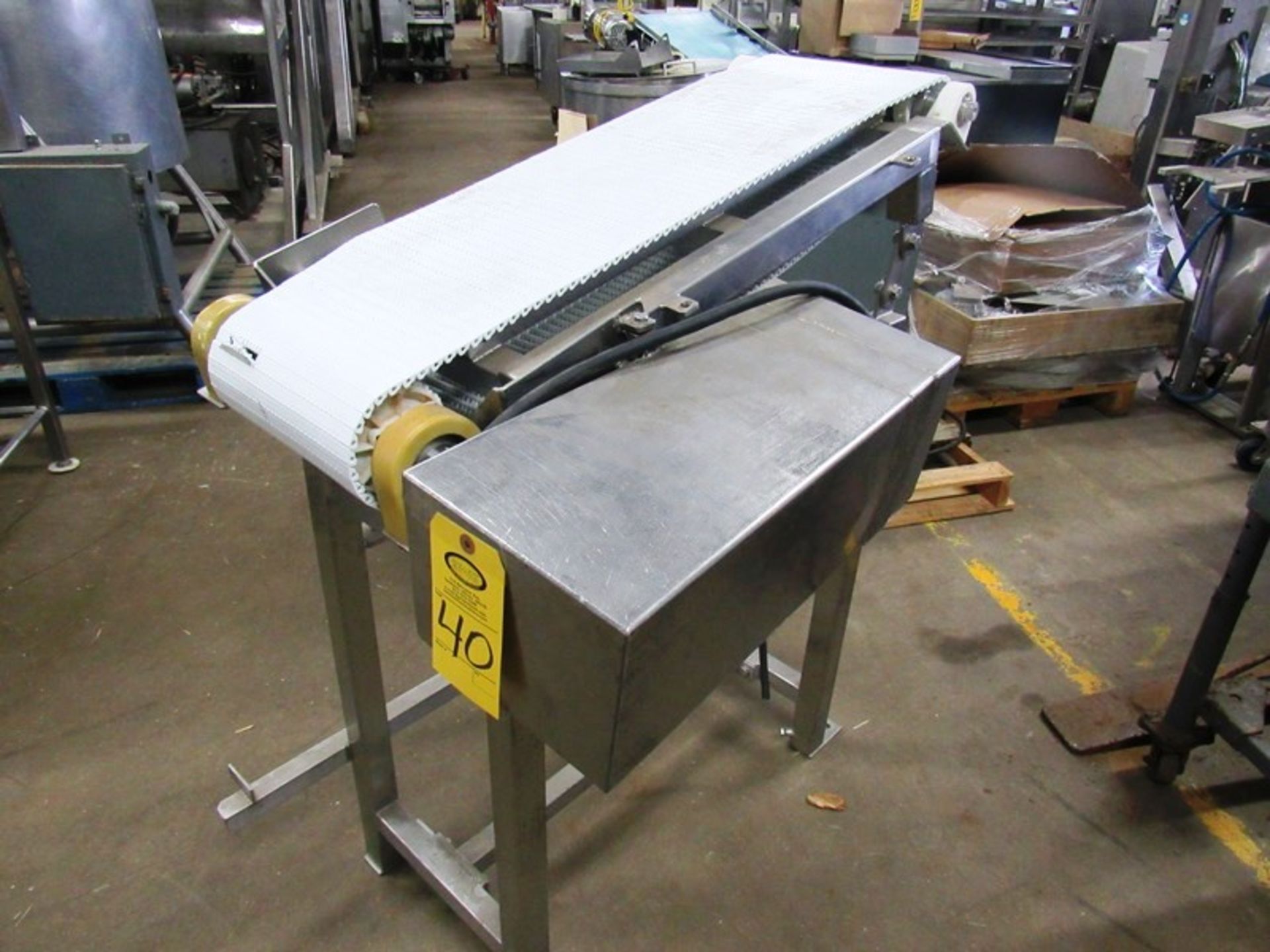 Stainless Steel Conveyor, 12" W X 40" L, adjustable incline to flat, 230/460 volt motor