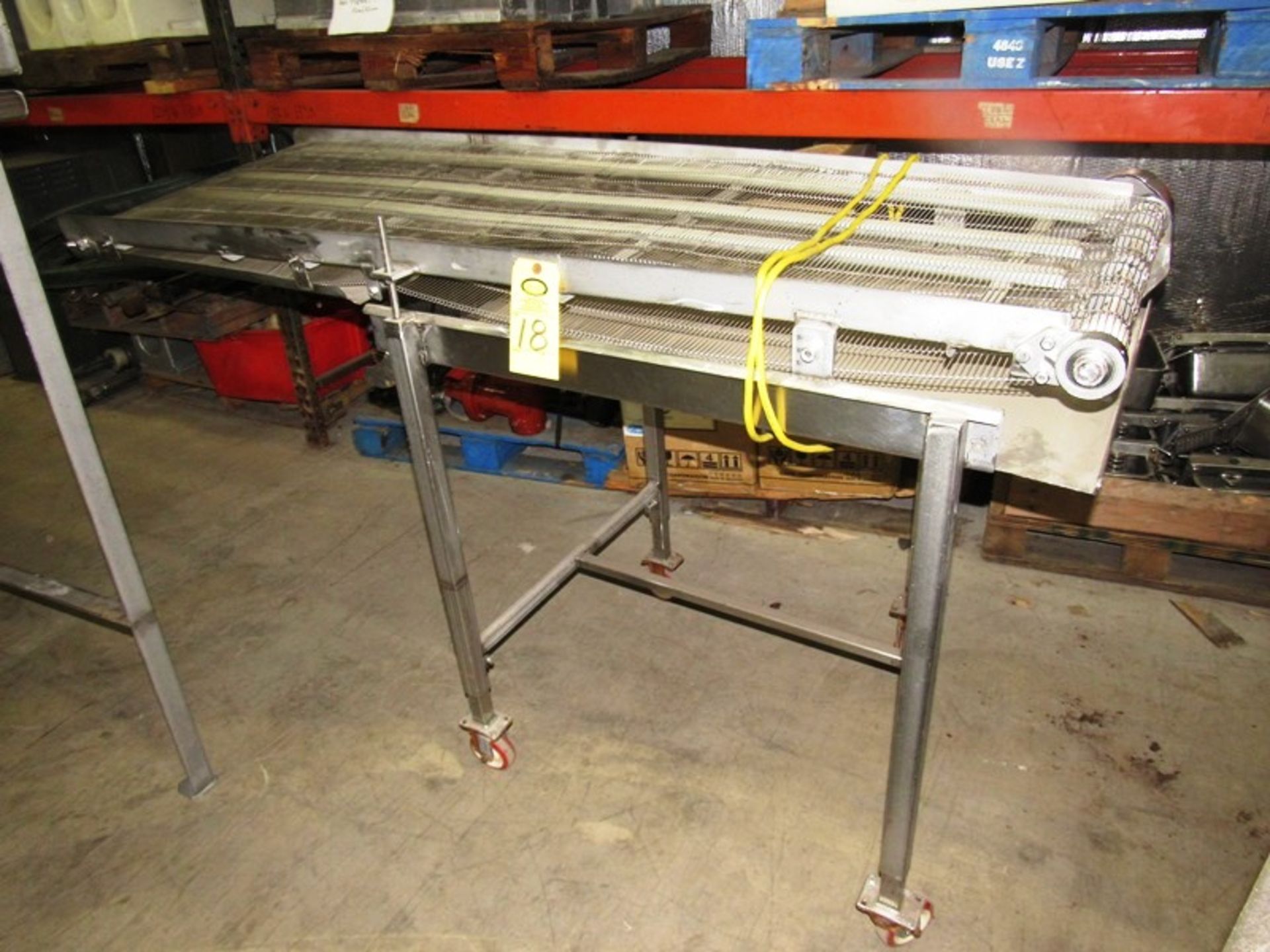 Stainless Steel Conveyor, 24" W X 76" L stainless steel ladder chain belt on wheels, 115 volts