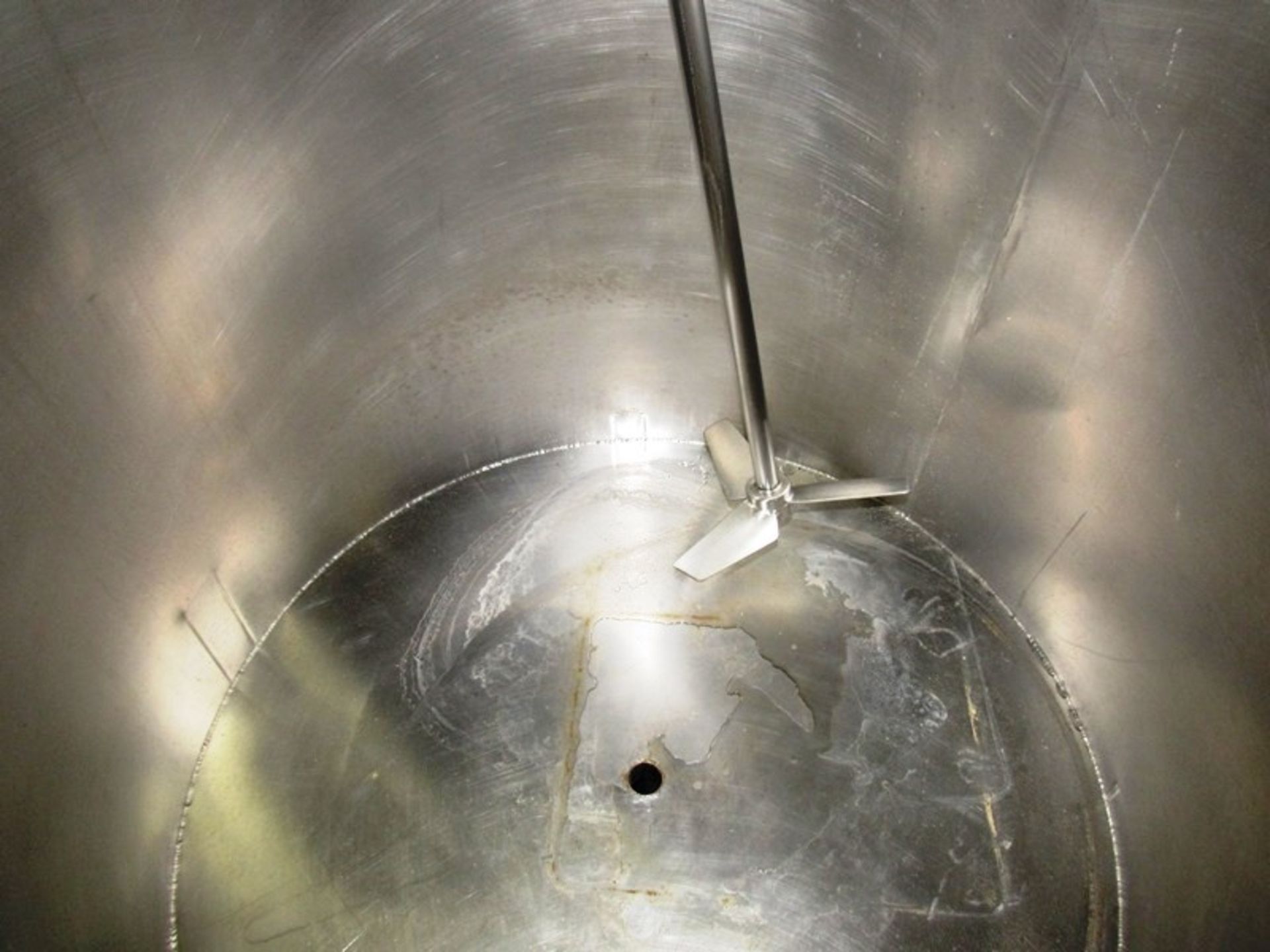 Stainless Steel Mix Tank, 38" dia. X 36" D flat bottom, 1" bottom outlet with Admix stainless - Image 3 of 5