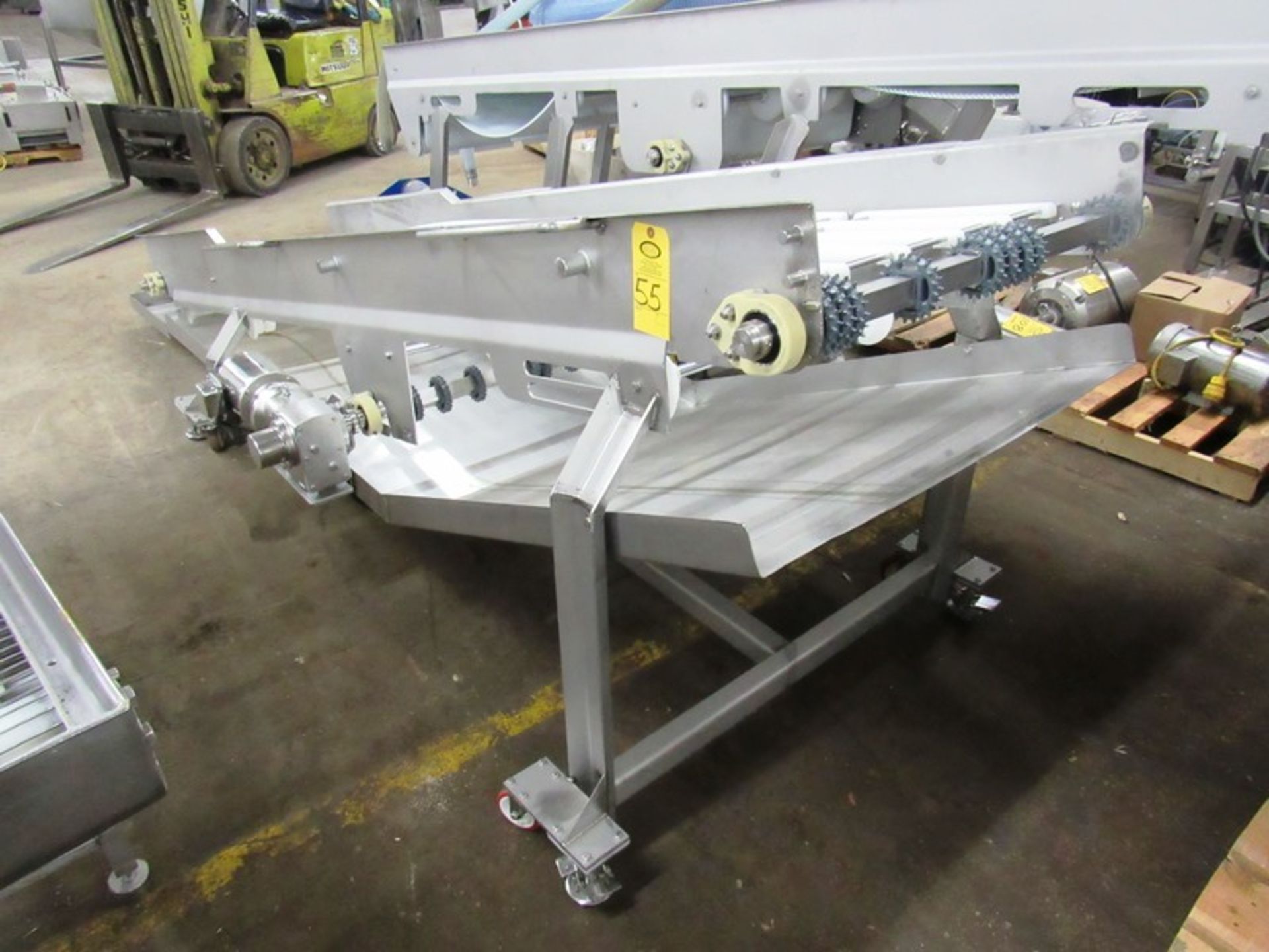 Stainless Steel Incline Conveyor, 32" W X 12' L (no belt), 3/4 h.p. S/S 208/230/460 volt motor, drip