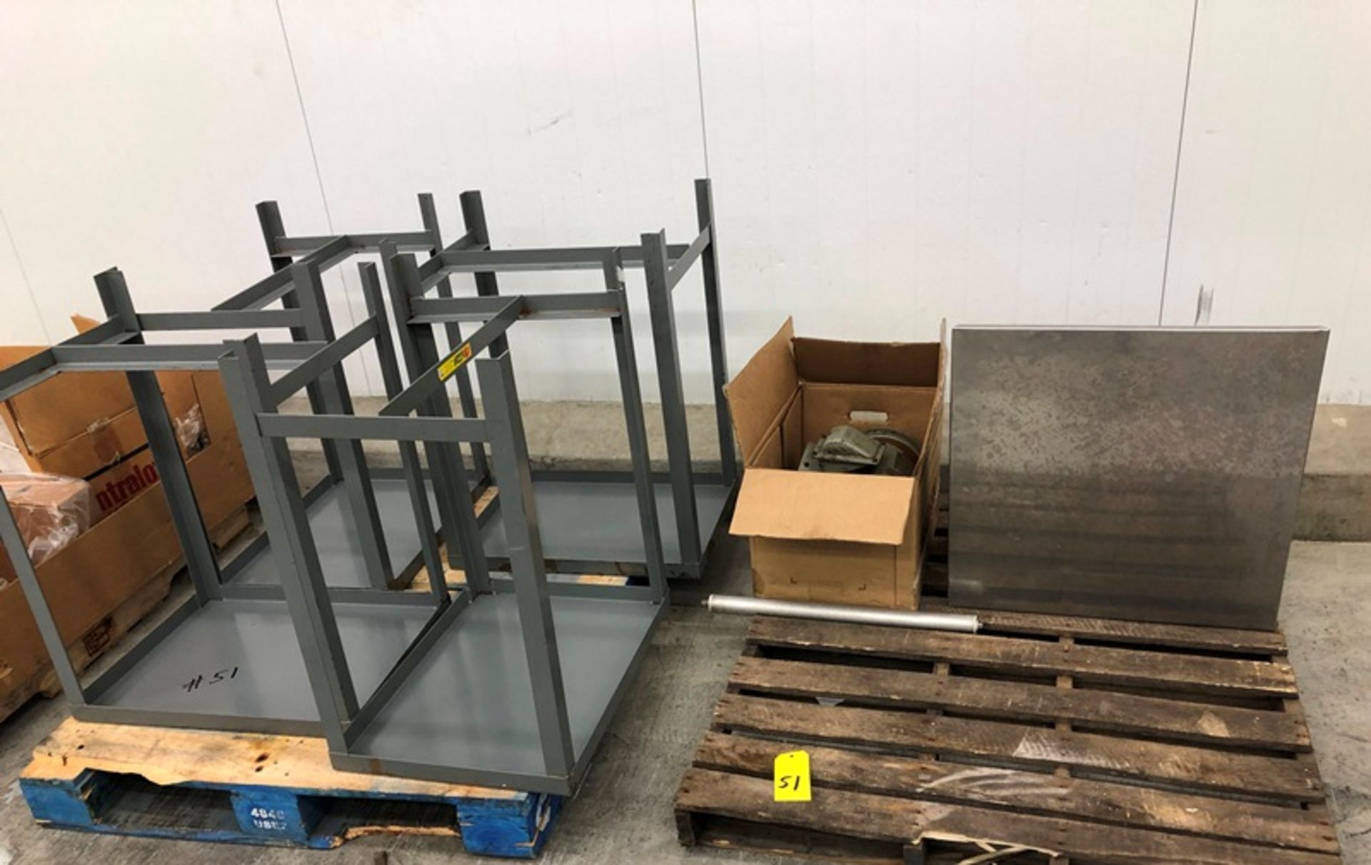 Pallets Parts, Intralox Belting, stainless steel pipe, work stands, fan motor (Located in - Image 2 of 5