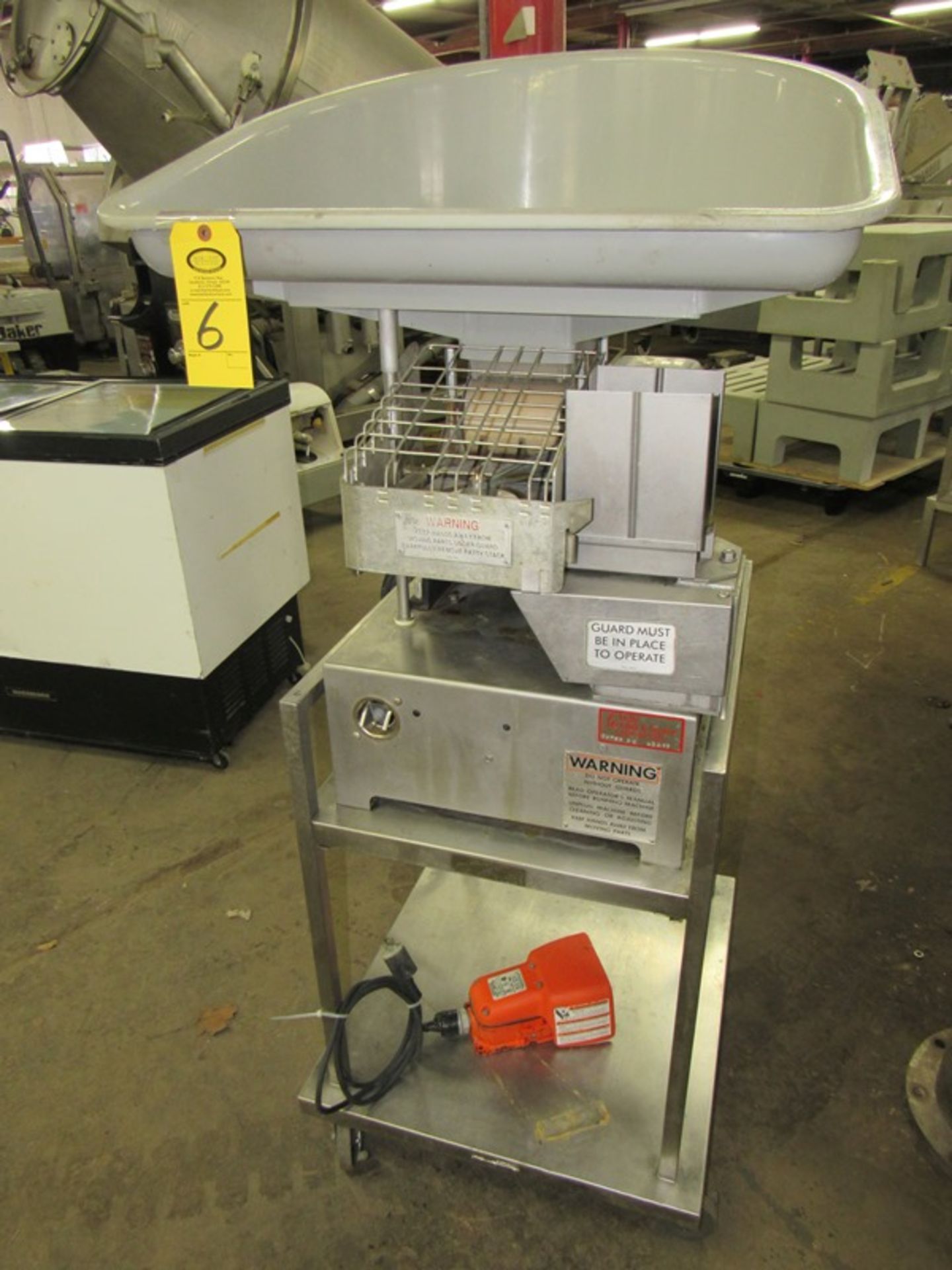 Hollymatic Mdl. Super 54 Patty Maker, w/paperfeed, foot pedal activation, plastic pan, mold plate,