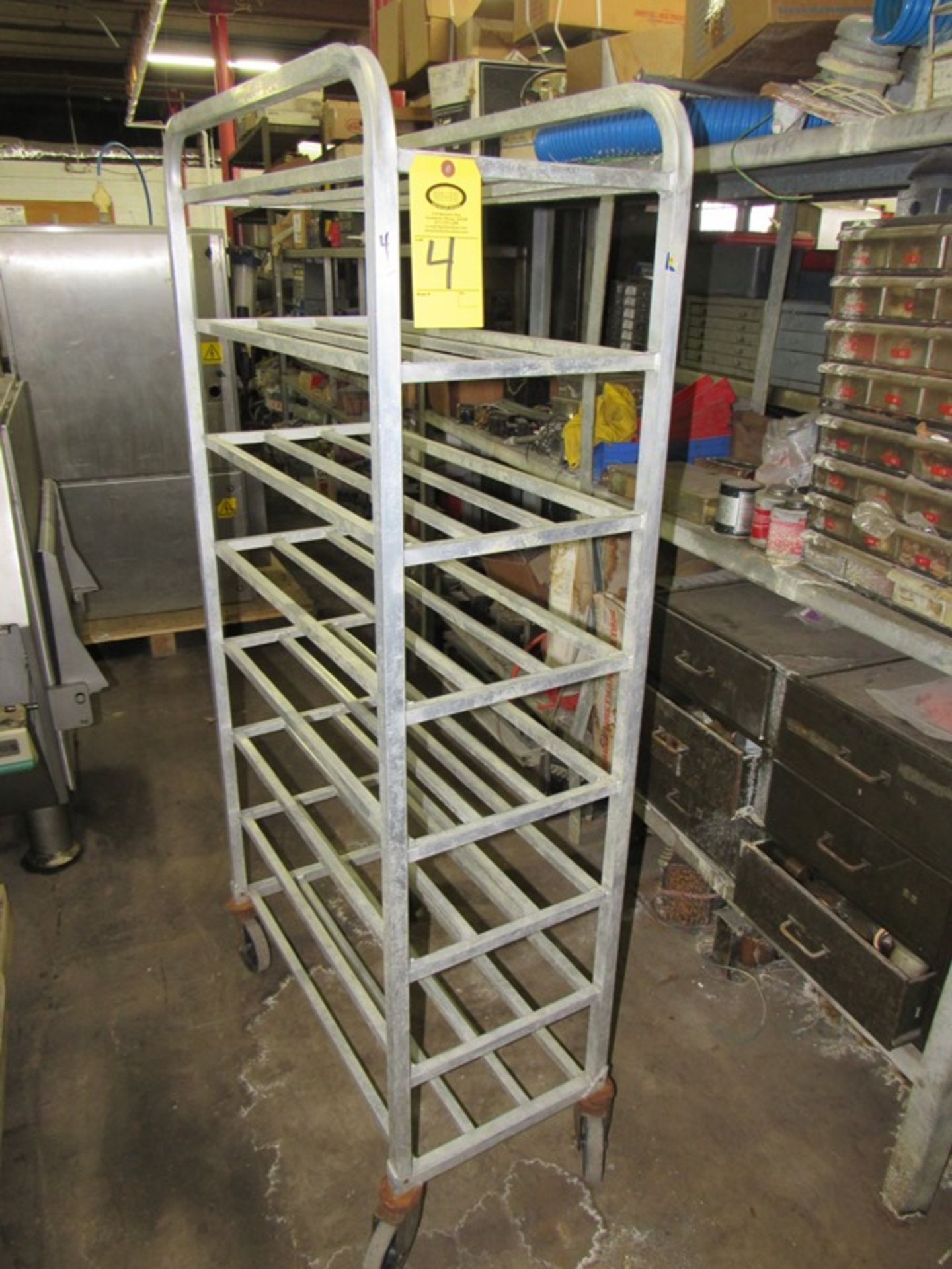 Bakers Rack, 16" W X 32" L X 66" T, 7 shelves, 7" spacing