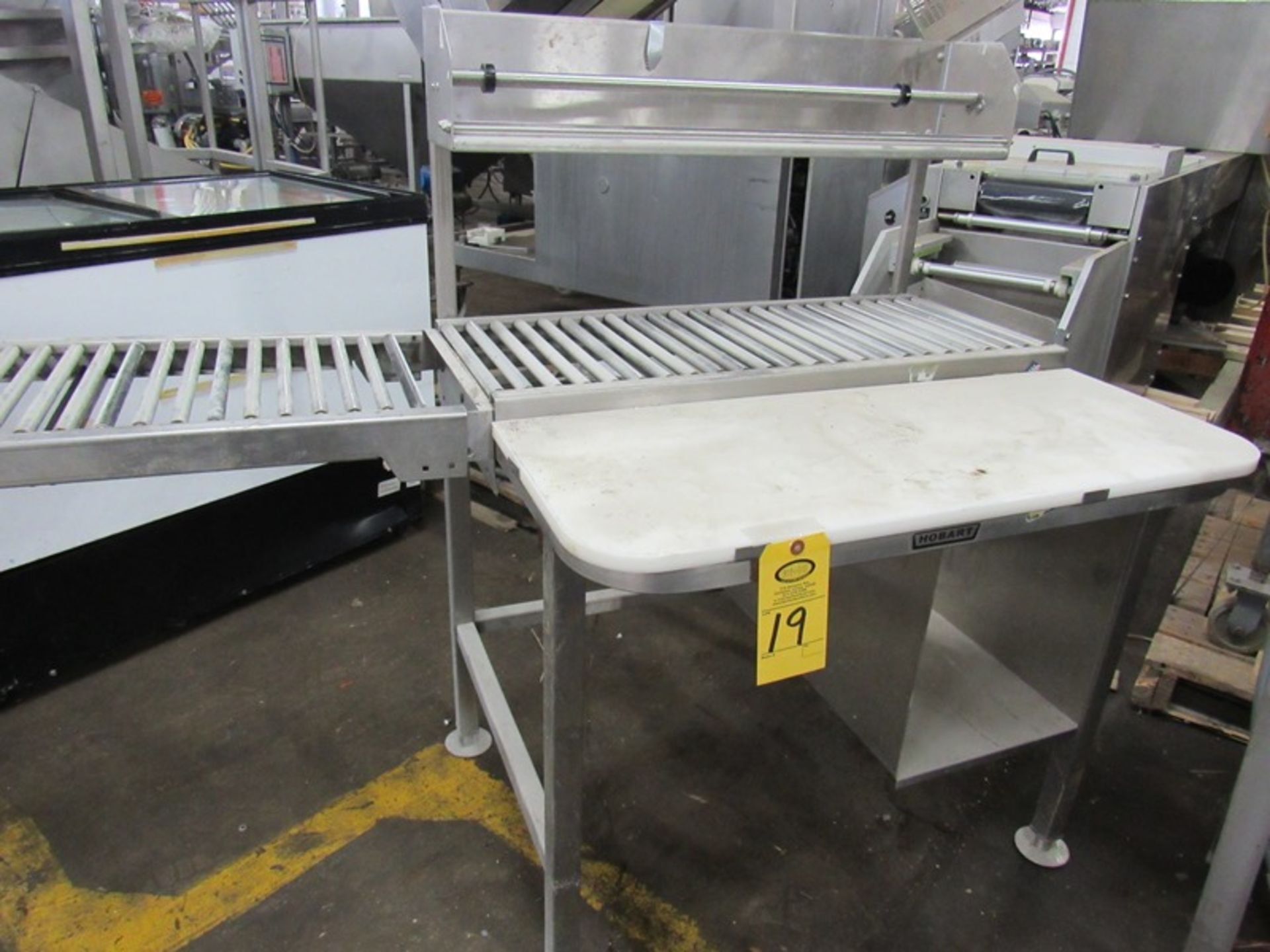 Stainless Steel Table , 30" W X 36" L with 12" wide poly top roller conveyor - Image 2 of 3
