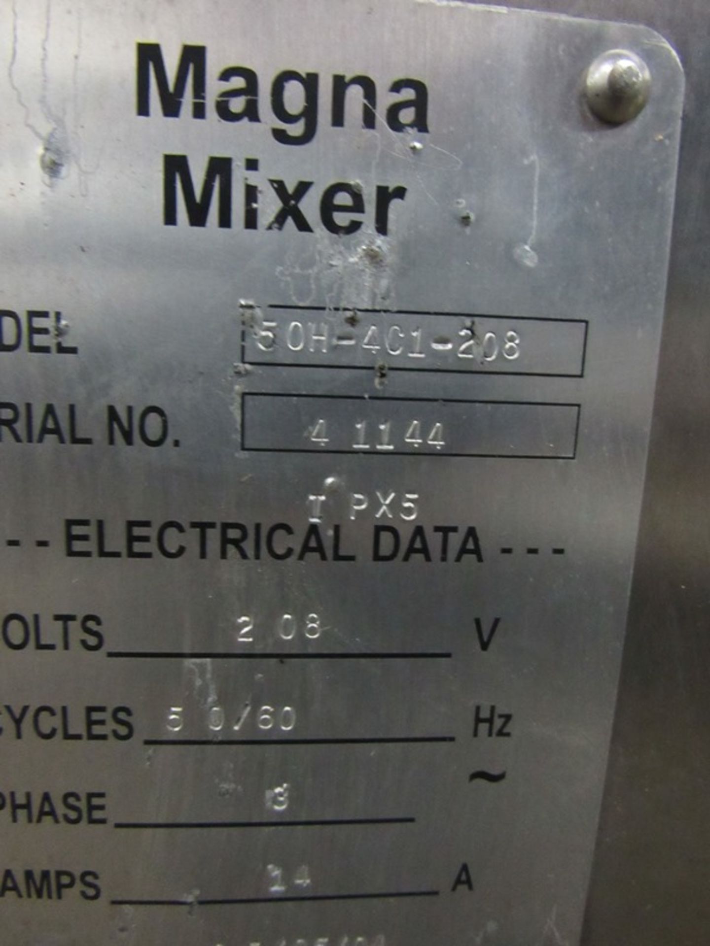 Magna Mixer Mdl 50H-401-208 3 Bar Dough Mixer, mf. 2005, 18" L X 22 1/2" W X 26" D. 3 mix speeds, - Image 4 of 4