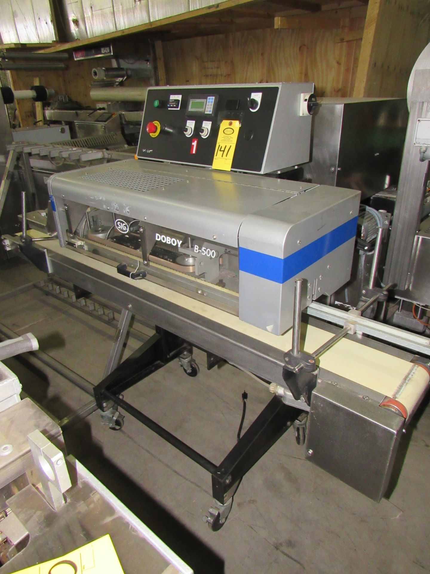 Doboy Mdl. B-500 Continuous Bag Sealer, adjustable feed conveyor, 54" long sealer, 77" long conveyor