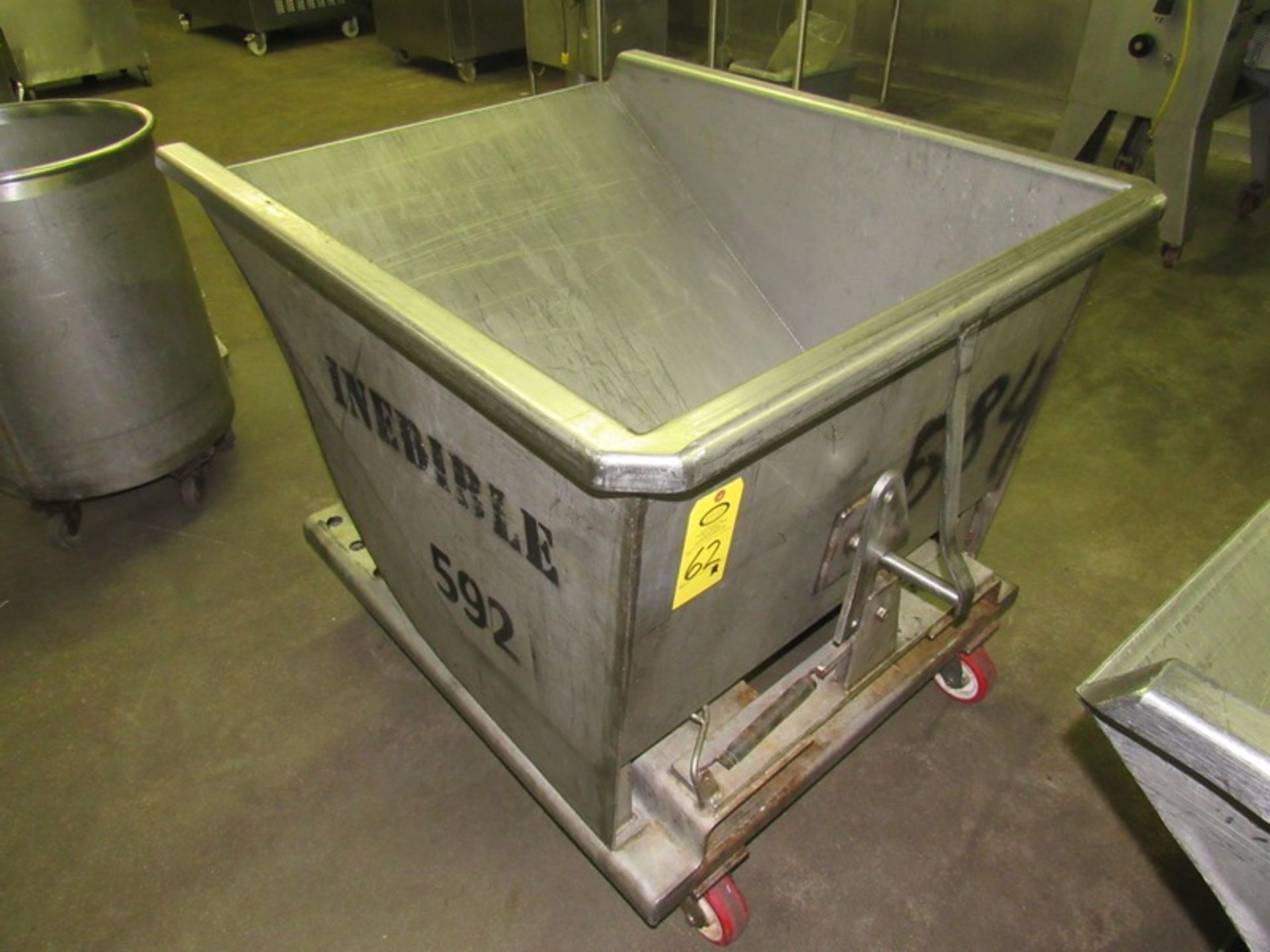 Stainless Steel Tilt Out Dumpster, 3' W X 4' L (All Funds Must Be Received by Friday, August 9th. Ev