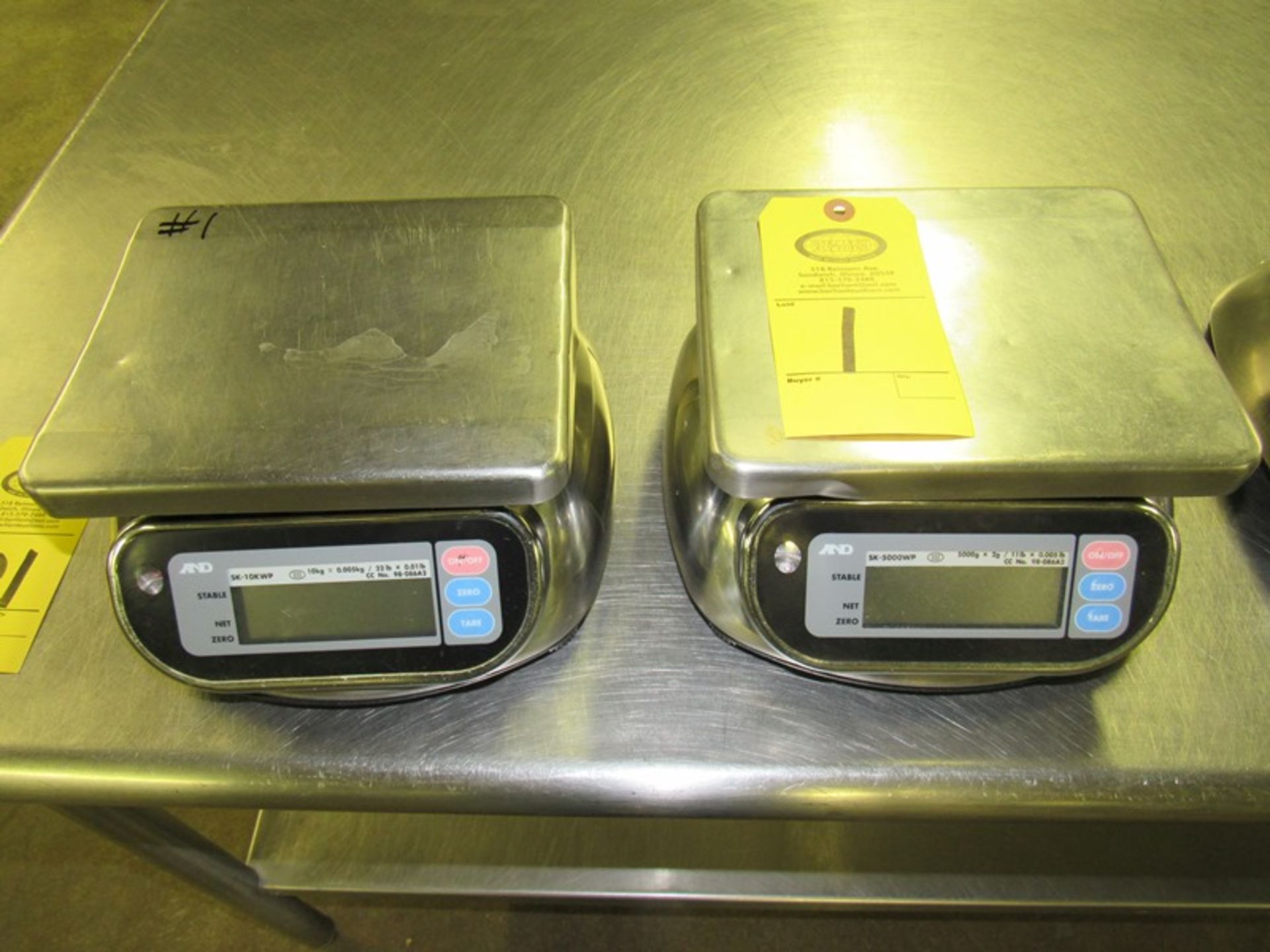 AND Mdl. SK-10WP Digital Scales, 7 1/2" X 9" top, 22 Lb X 0.01 capacity, battery operated (All Funds