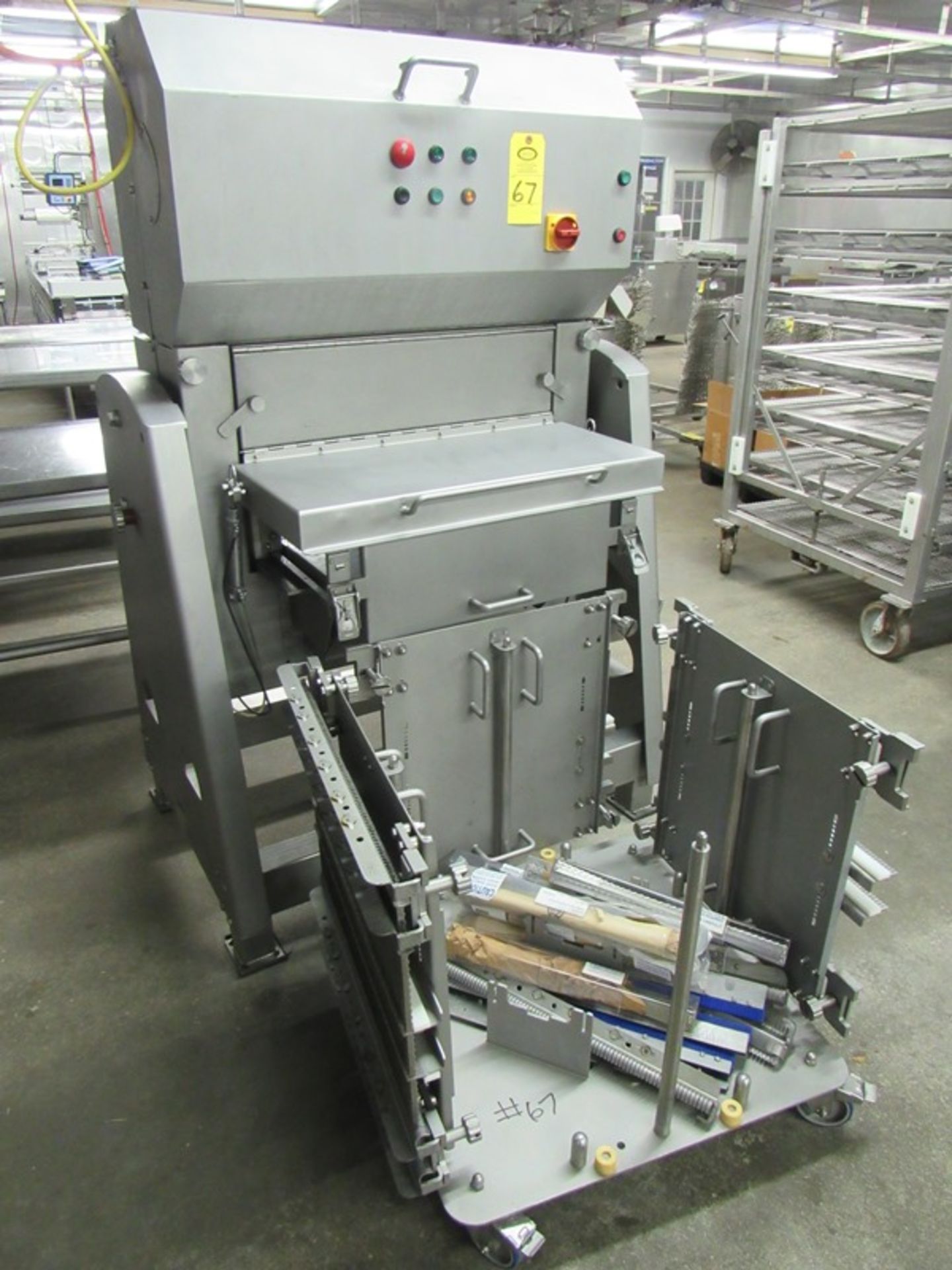 Grasselli Mdl. SL600BI Slicer with (2) harps & parts cart, Ser. #023000/2211, 220 volts, Mfg. 2000