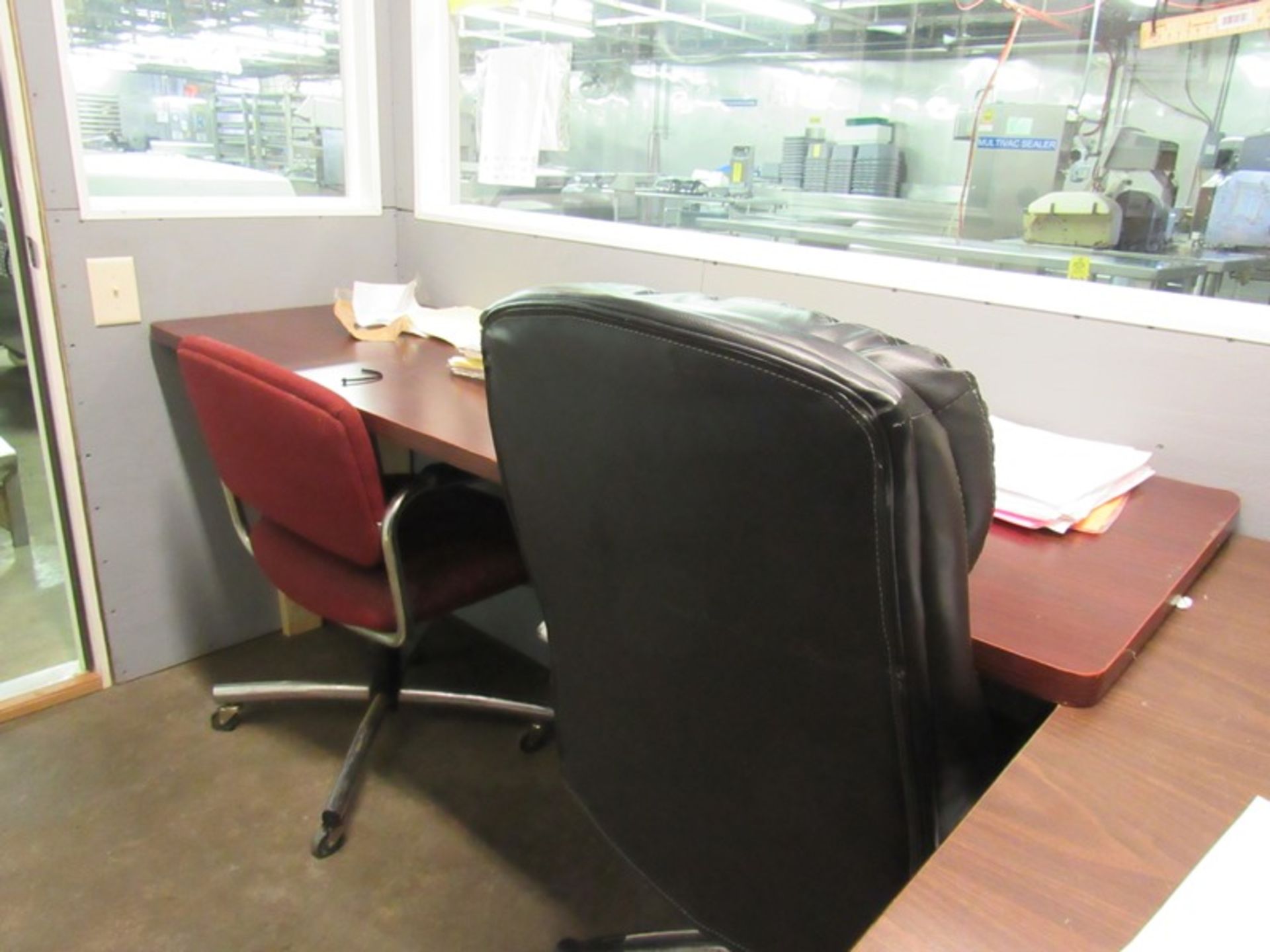 Lot of Offices in Plant/Cafeteria, (2) Desks, Table, (3) Chairs, (2) Plastic Tables, 6' 8', (2) Plas - Image 2 of 9