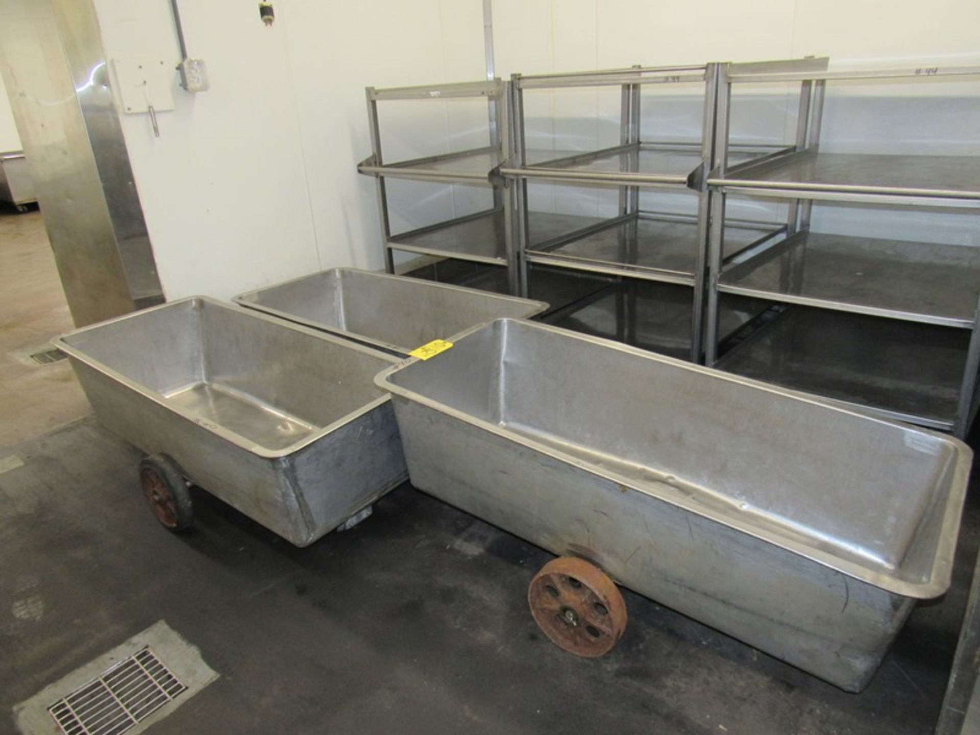 Stainless Steel Meat Trucks, 26" W X 5' L X 17" D (All Funds Must Be Received by Friday, August 9th.