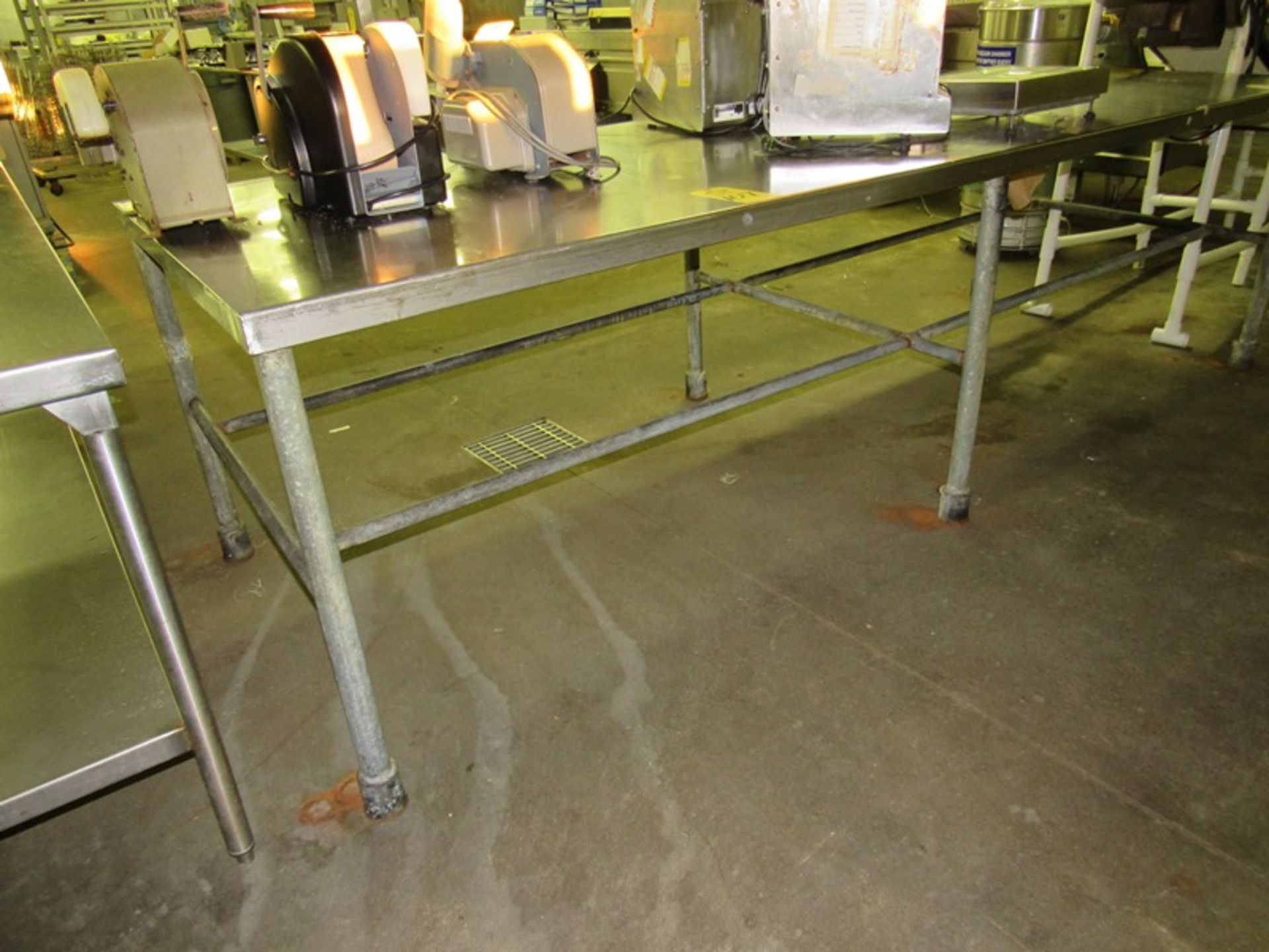 Stainless Steel Table, 44" W X 10' L X 35" T, mild steel legs (All Funds Must Be Received by Friday,