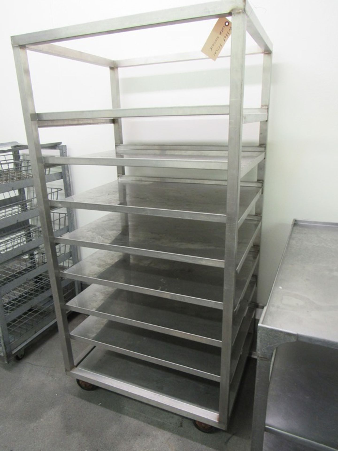 Lot of (1) Stainless Steel Rack, 30" W X 36" L X 6' T, 8 shelves, 9" apart, (1) Stainless Steel (All - Image 2 of 3