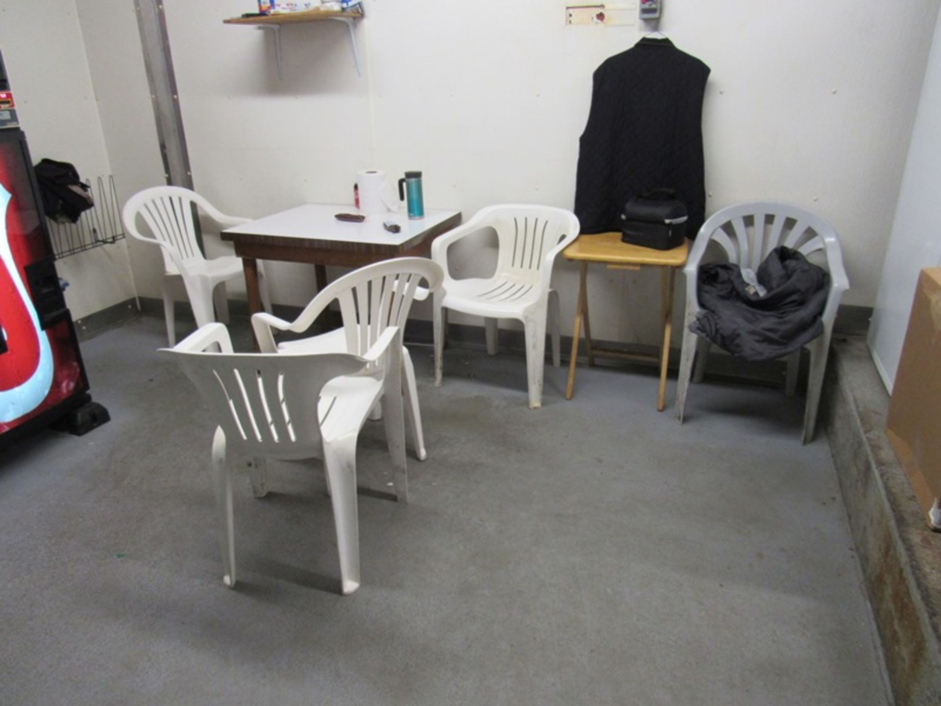 Lot of Offices in Plant/Cafeteria, (2) Desks, Table, (3) Chairs, (2) Plastic Tables, 6' 8', (2) Plas - Image 9 of 9