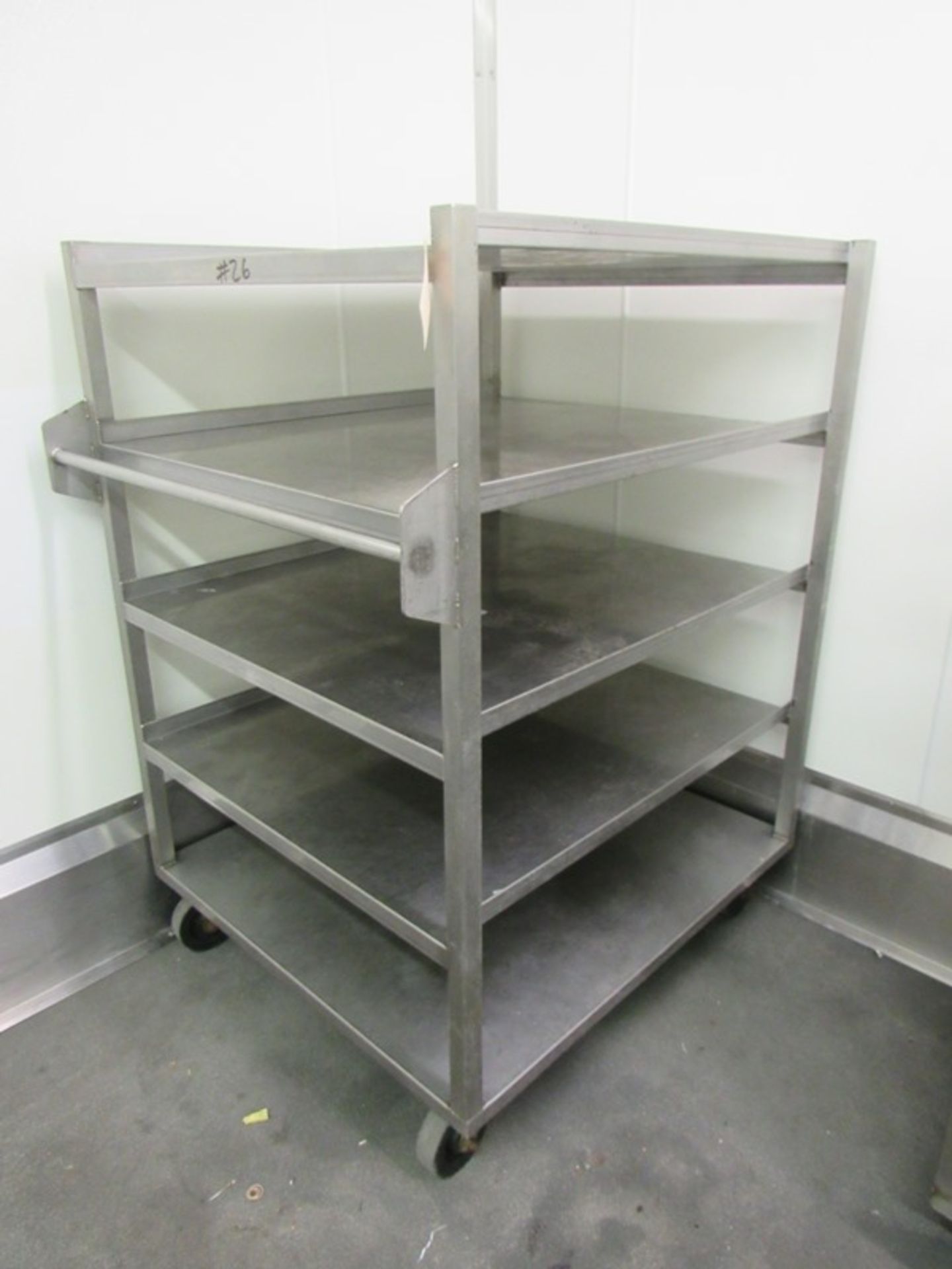 Stainless Steel Carts, 39" W X 48" L X 5' T, 4-shelves, spaced 14" apart (All Funds Must Be Received