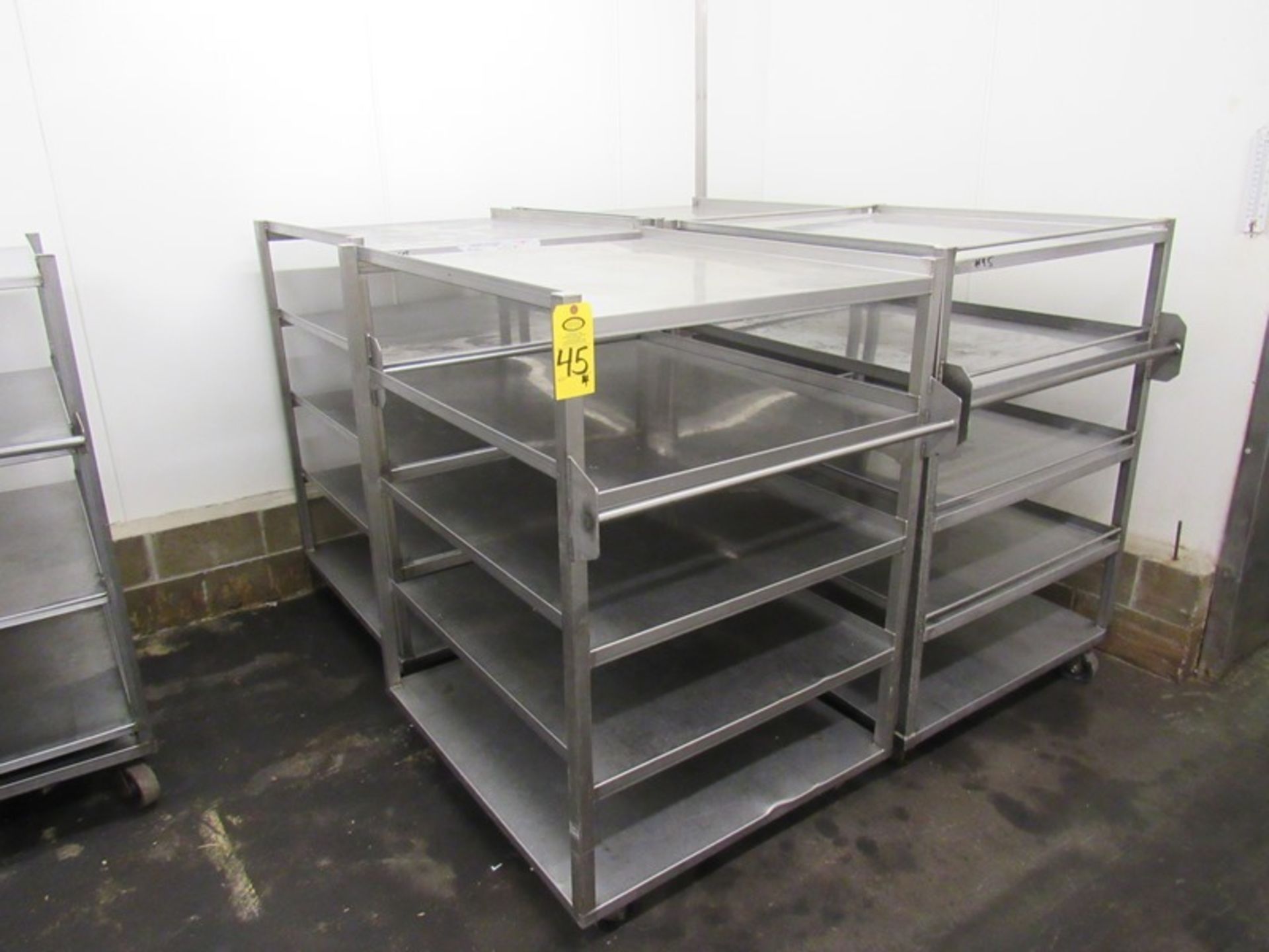 Stainless Steel Carts, 37" W X 48" L X 5' T, 5 shelves spaced 11" apart (All Funds Must Be Received