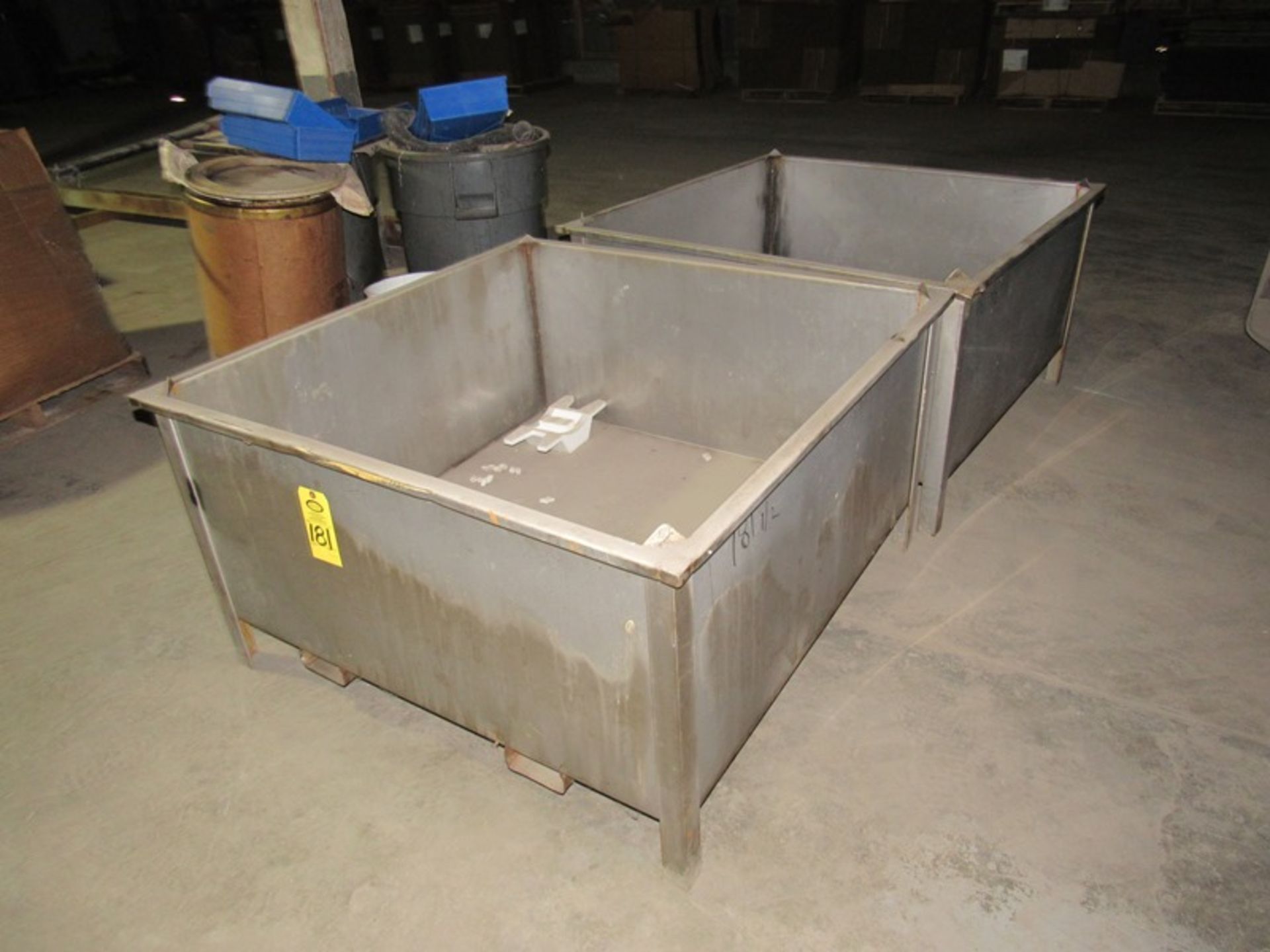 Stainless Steel Vats, 48" X 48" X 21" with bottom cutout (All Funds Must Be Received by Friday, Aug