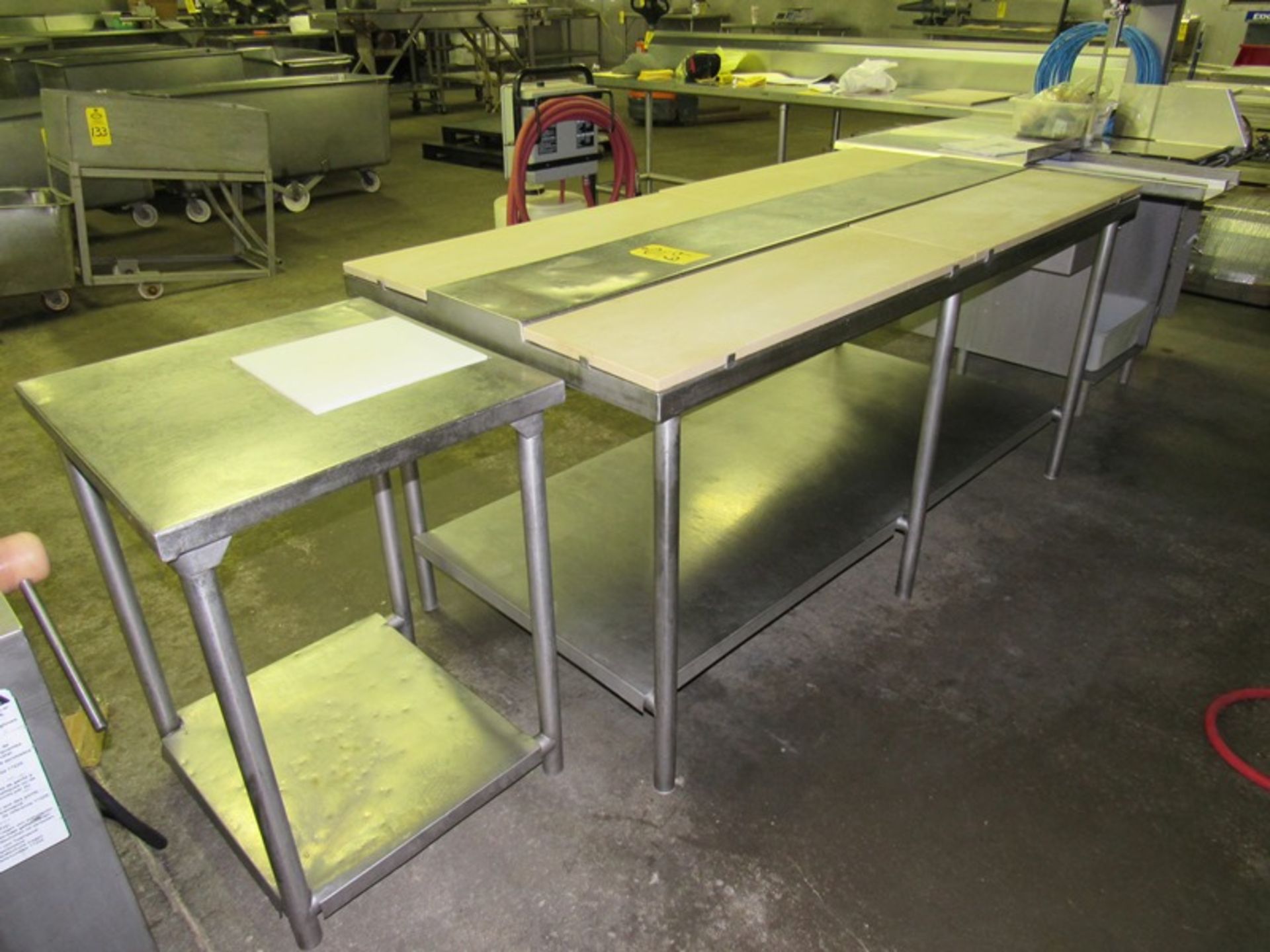 Stainless Steel Table, 3' W X 6' L, poly tops (All Funds Must Be Received by Friday, August 9th. Ev