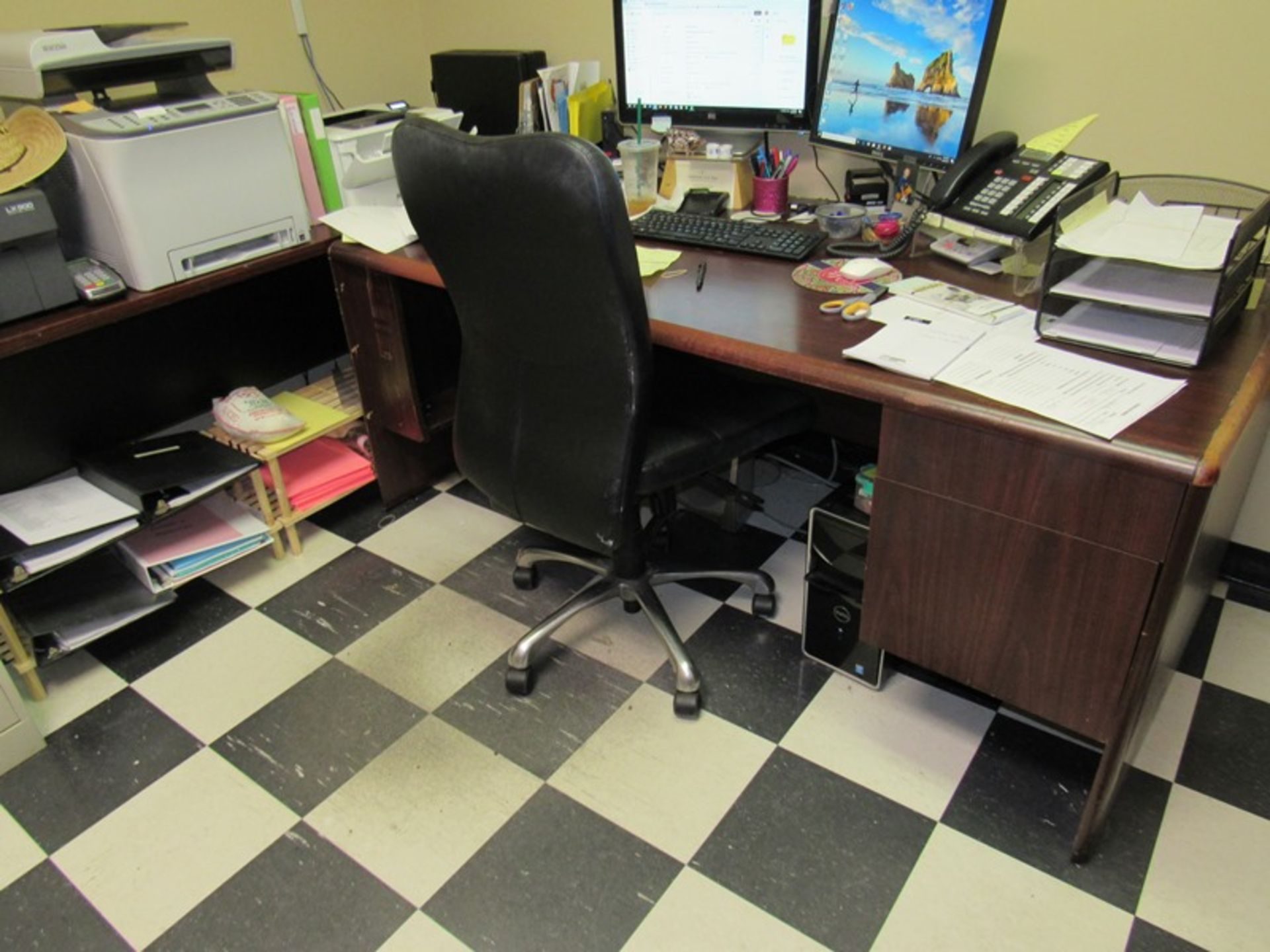Lot of Office Contents: Desk, Side Board, (3) Chairs, 6' Folding Tables, Bookcase, (2) File (All Fun - Image 4 of 7