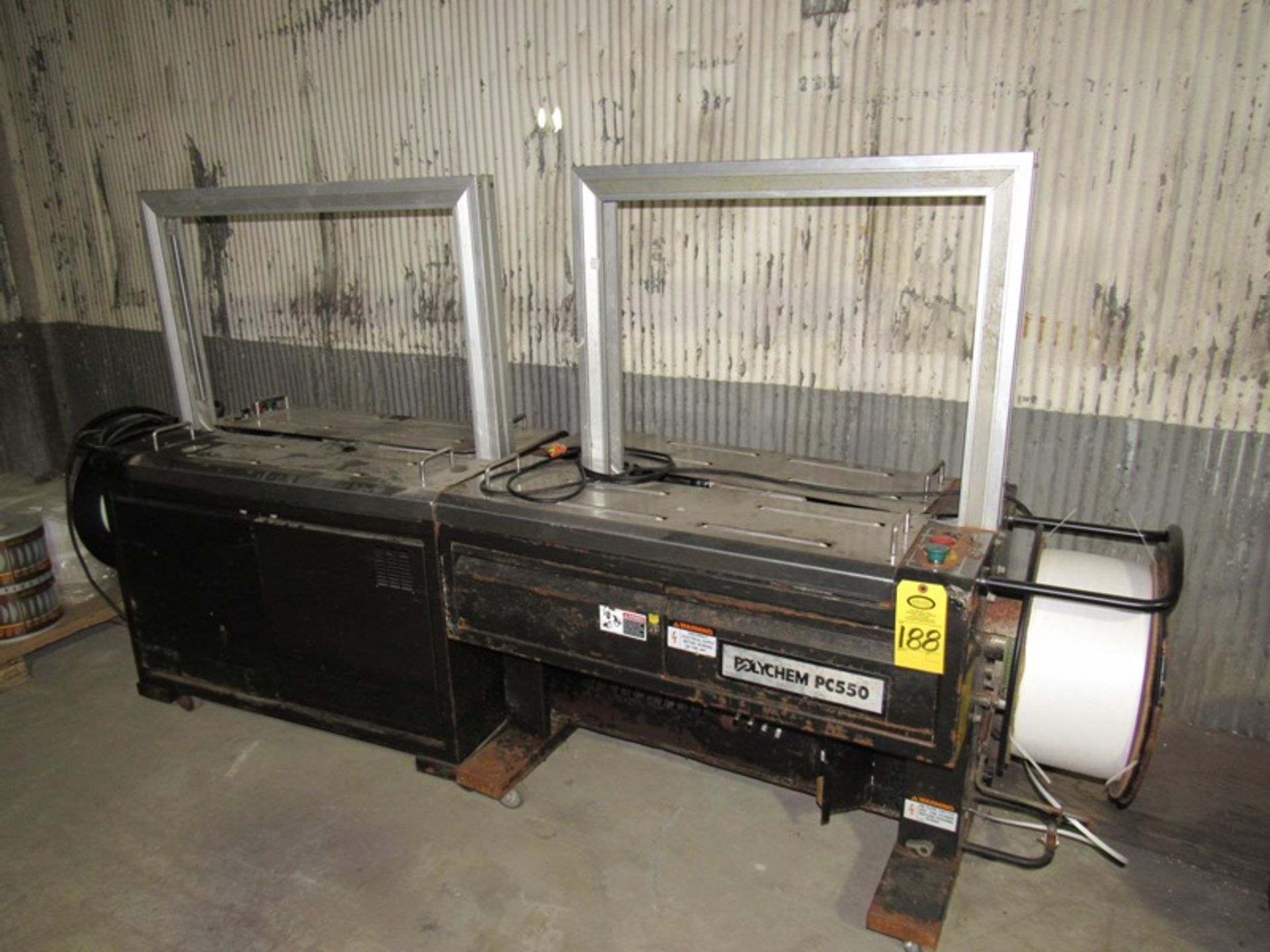 Lot of (2) Polychem Mdl. PC550 Strapping Machines (All Funds Must Be Received by Friday, August 9th.