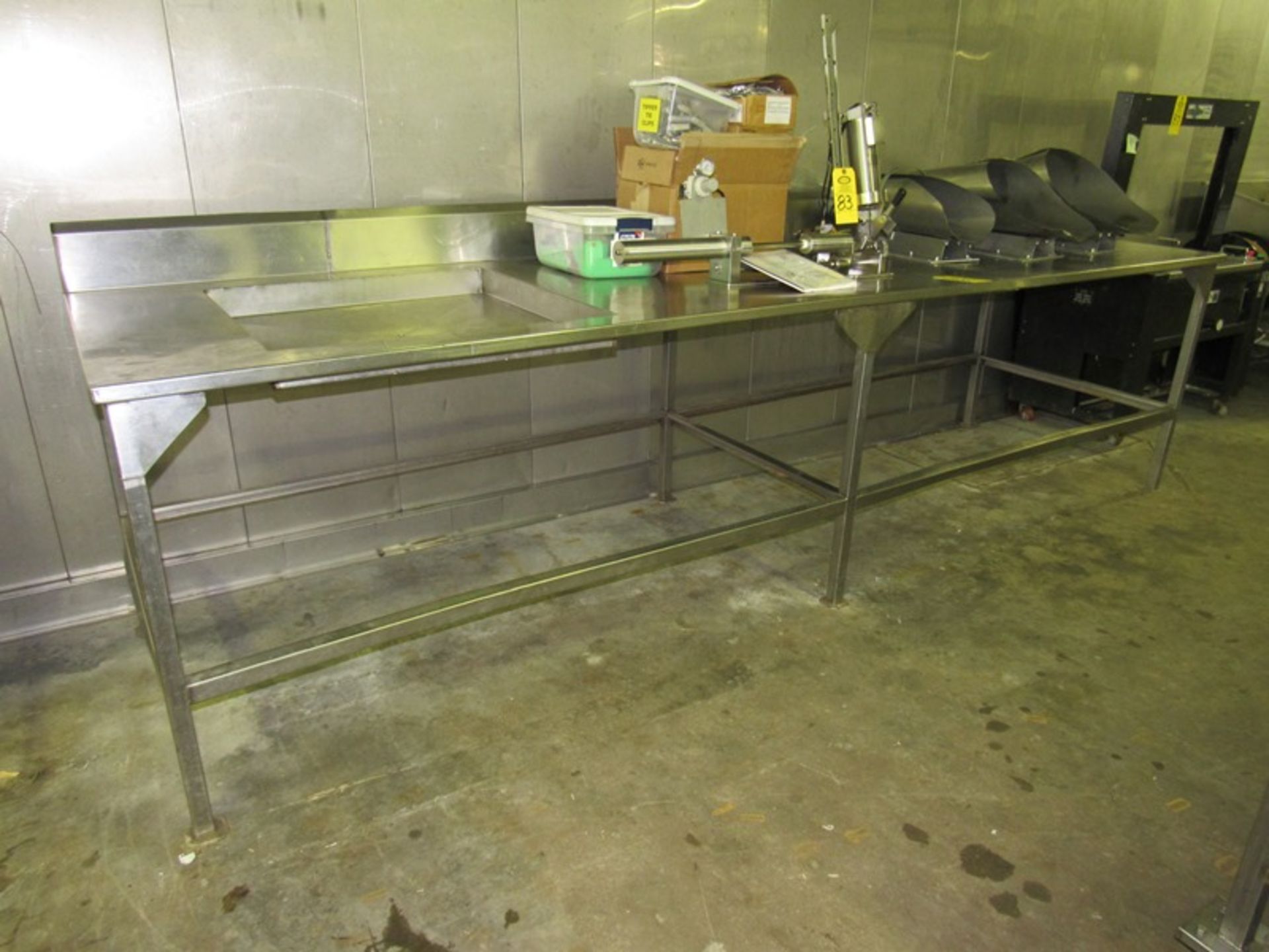 Stainless Steel Table, 39" W X 12' L, 6" backsplash, 30" X 30" cutout (All Funds Must Be Received by