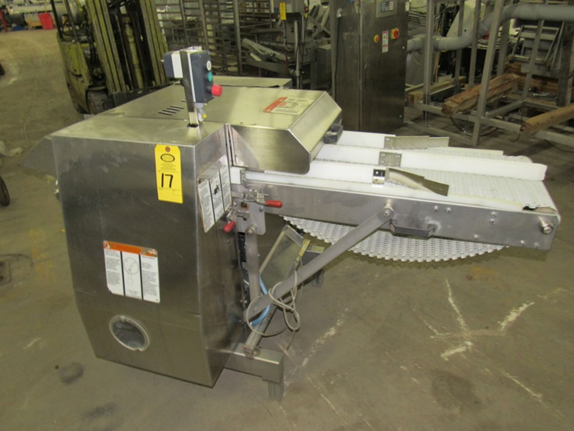 Baader Mdl. 620 Conveyorized Fish Skinner, 15" wide X 46" long infeed conveyor, 1.5 h.p., 140 volts,