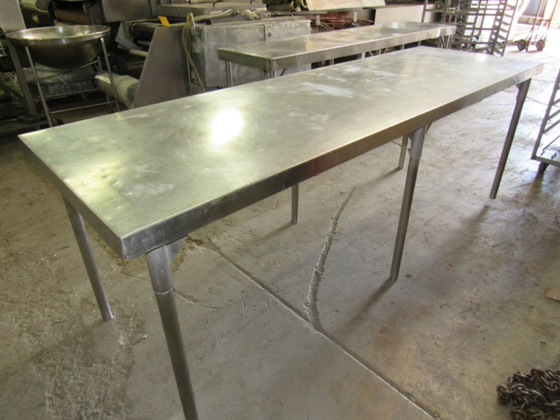 Stainless Steel Table, 30" W X 8' L X 34" T, with removable top & legs